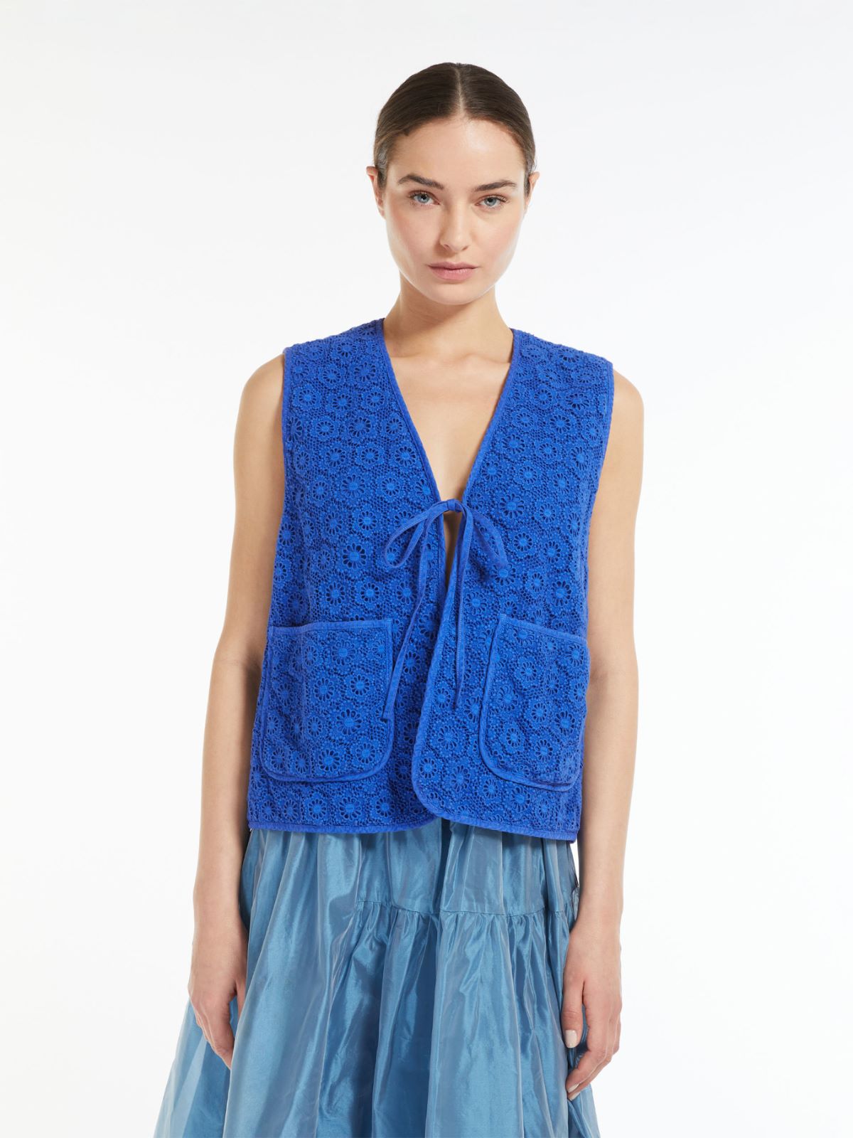 Gilet in pizzo macramé di cotone