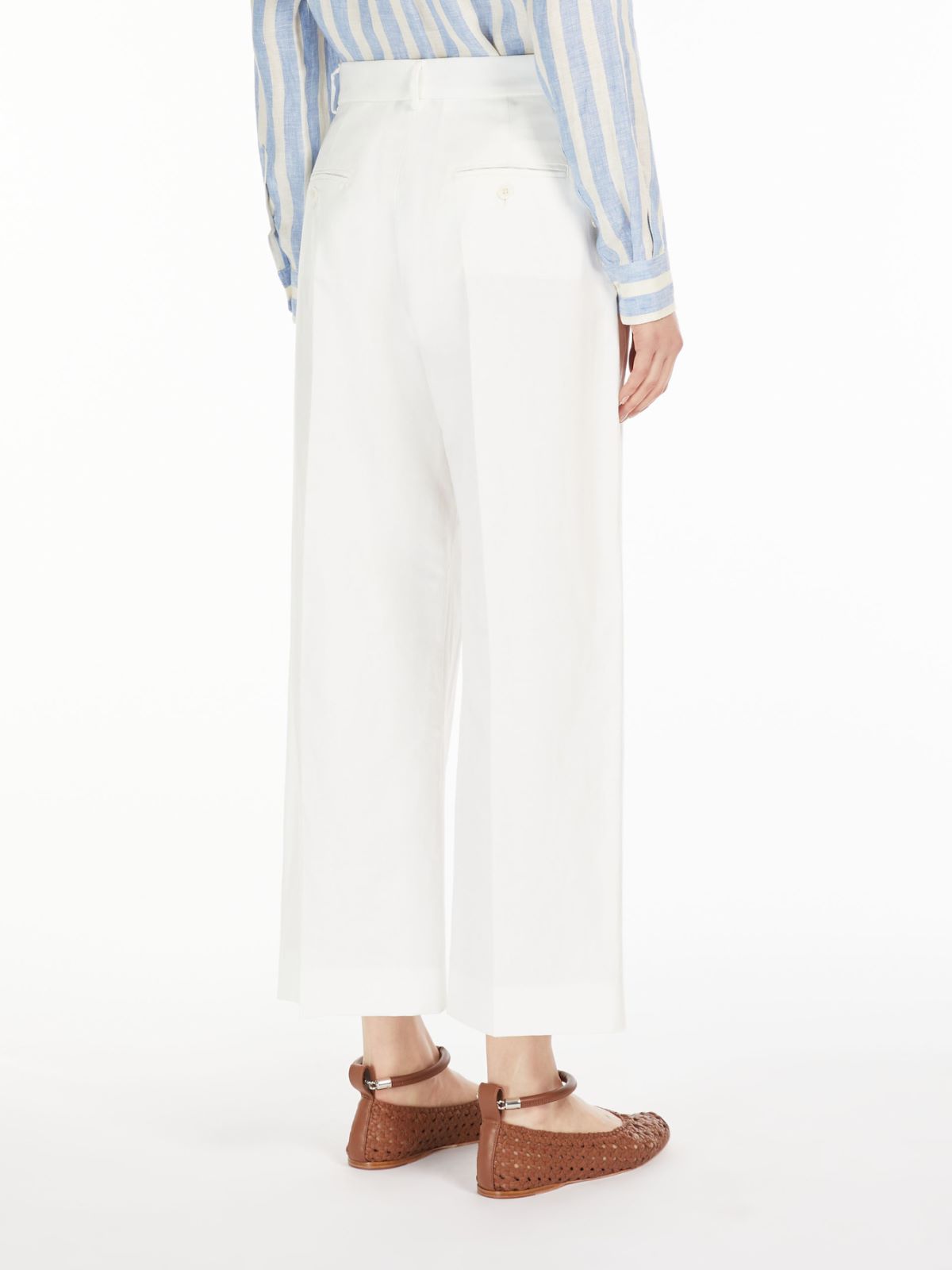 Pantalone largo in cotone e lino