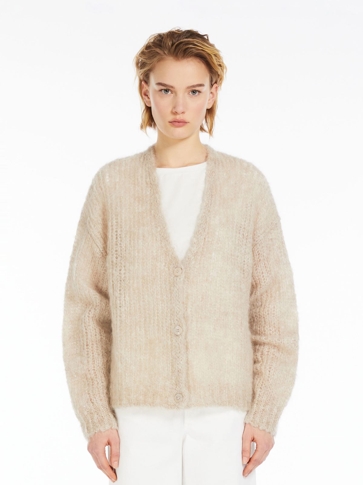Cardigan over in mohair a coste