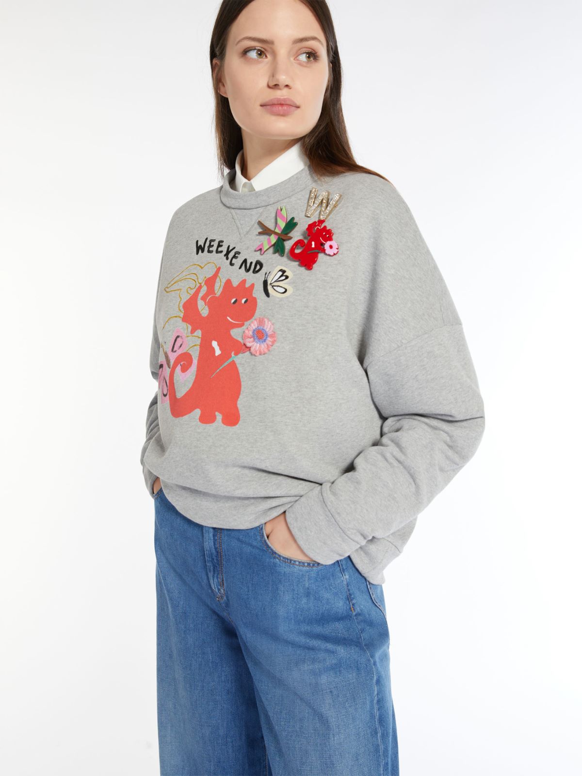 Felpa in cotone organico con stampa