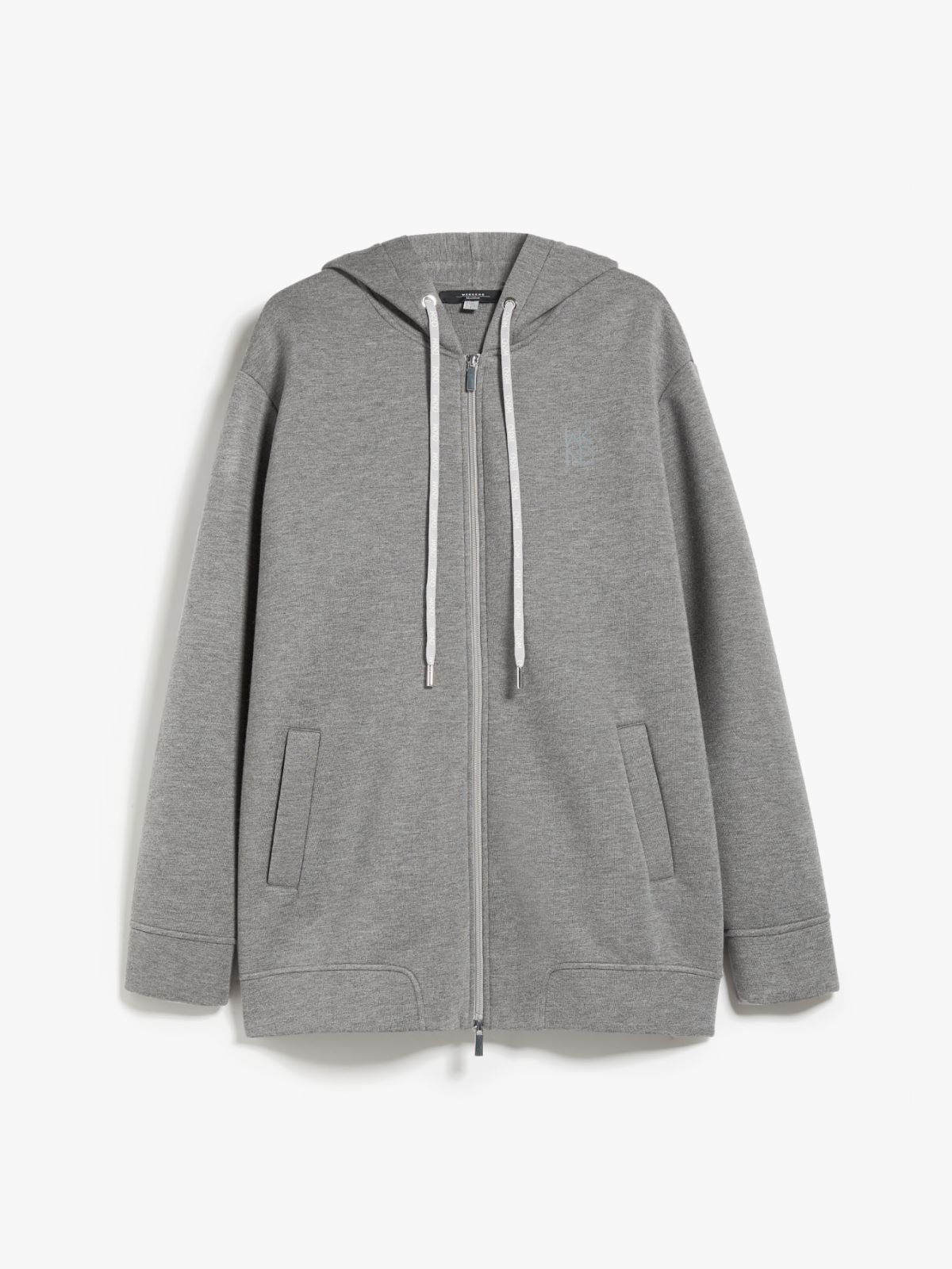 Giubbotto in jersey scuba con cappuccio