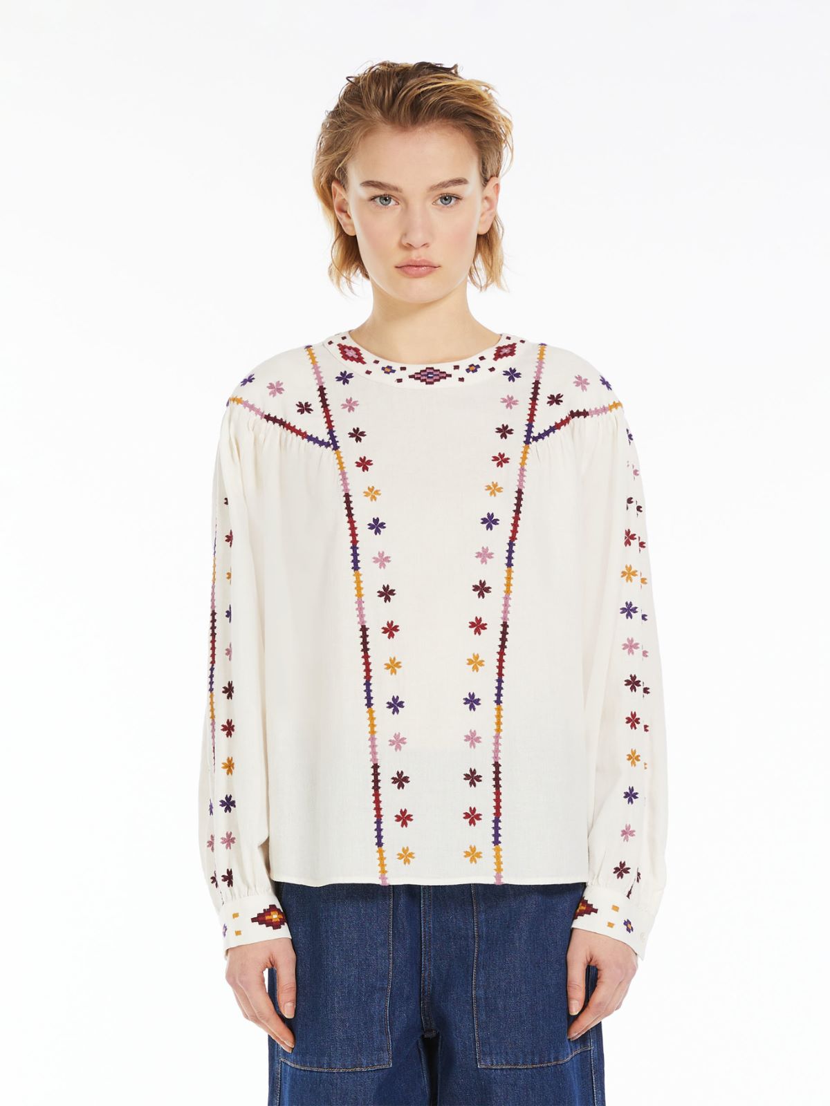 Blusa in sablé di cotone