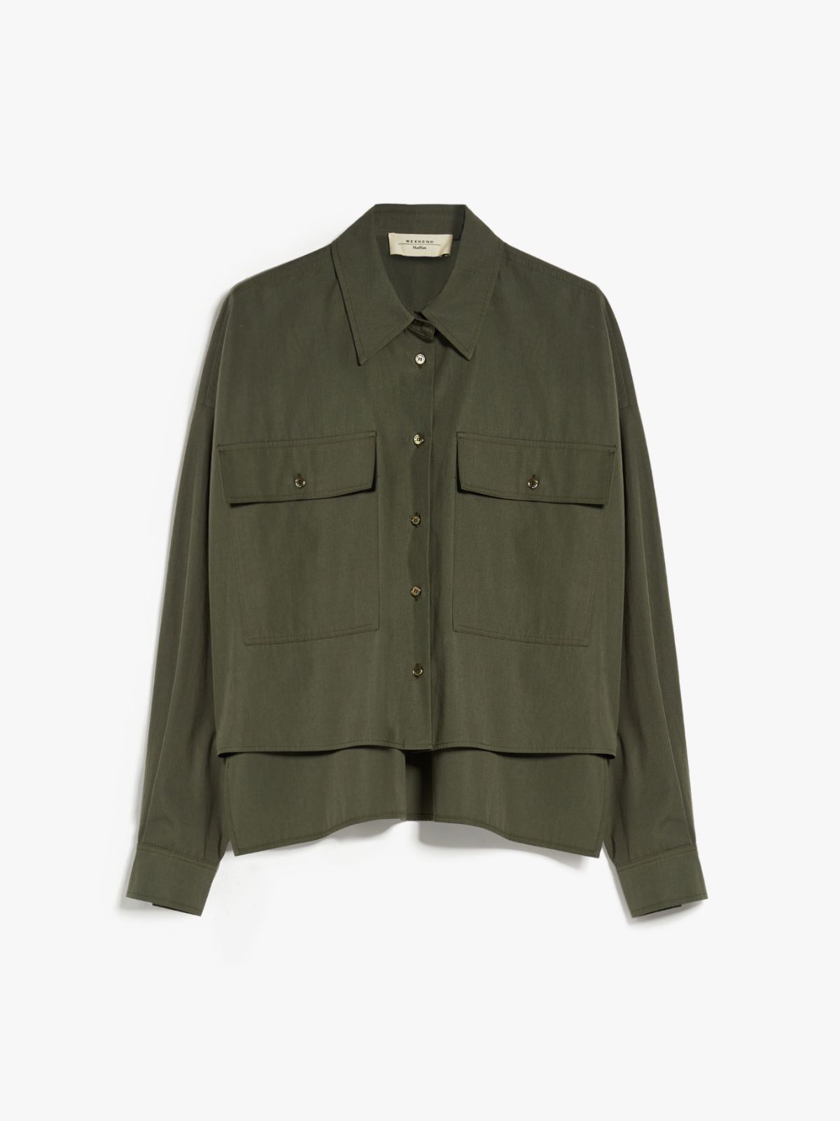 Camicia crop in popeline con tasche