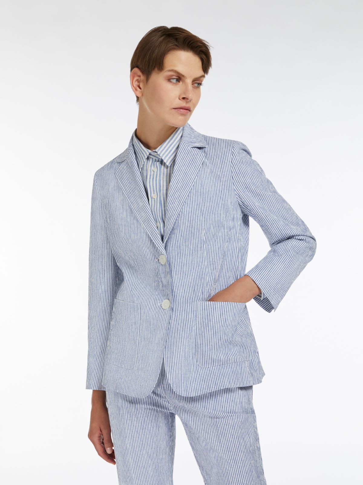 Blazer in cotone e lino