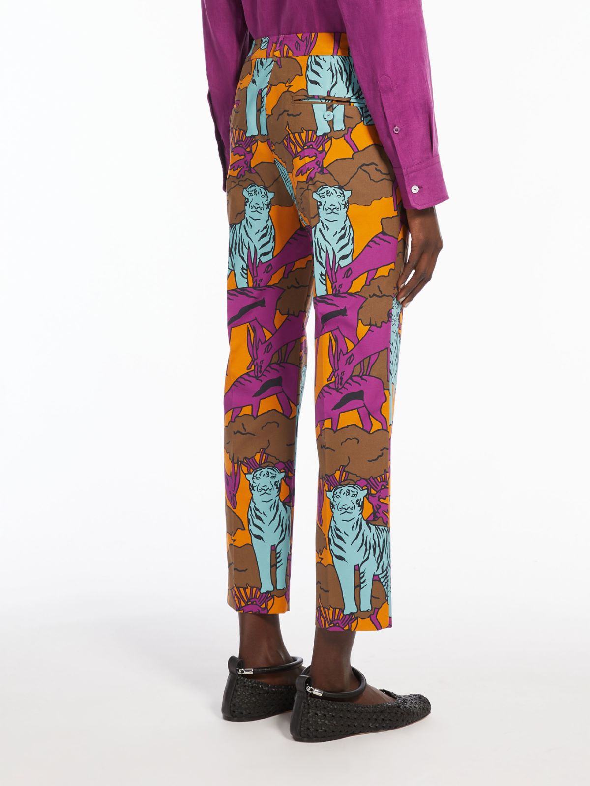 Pantalone a sigaretta in cotone stampato