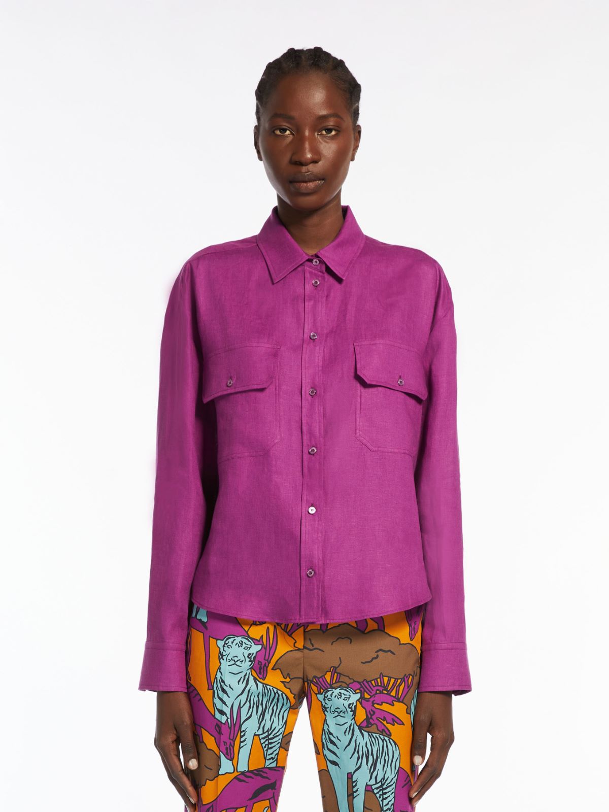 Camicia con tasche in lino