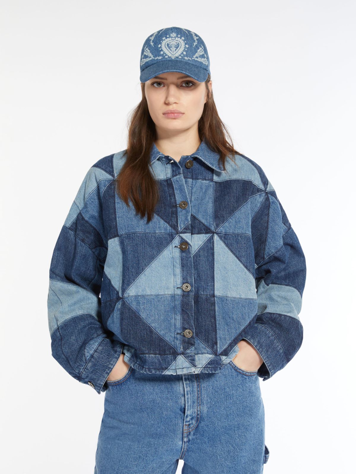 Giubbotto in denim patchwork
