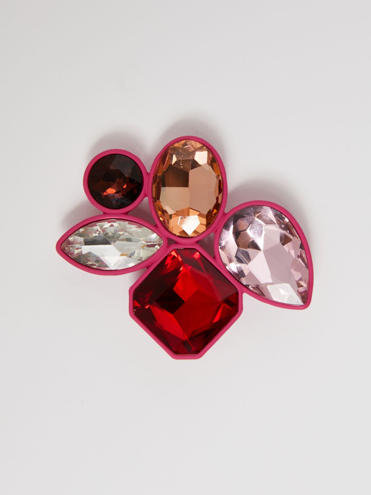 Spilla in metallo e vetro