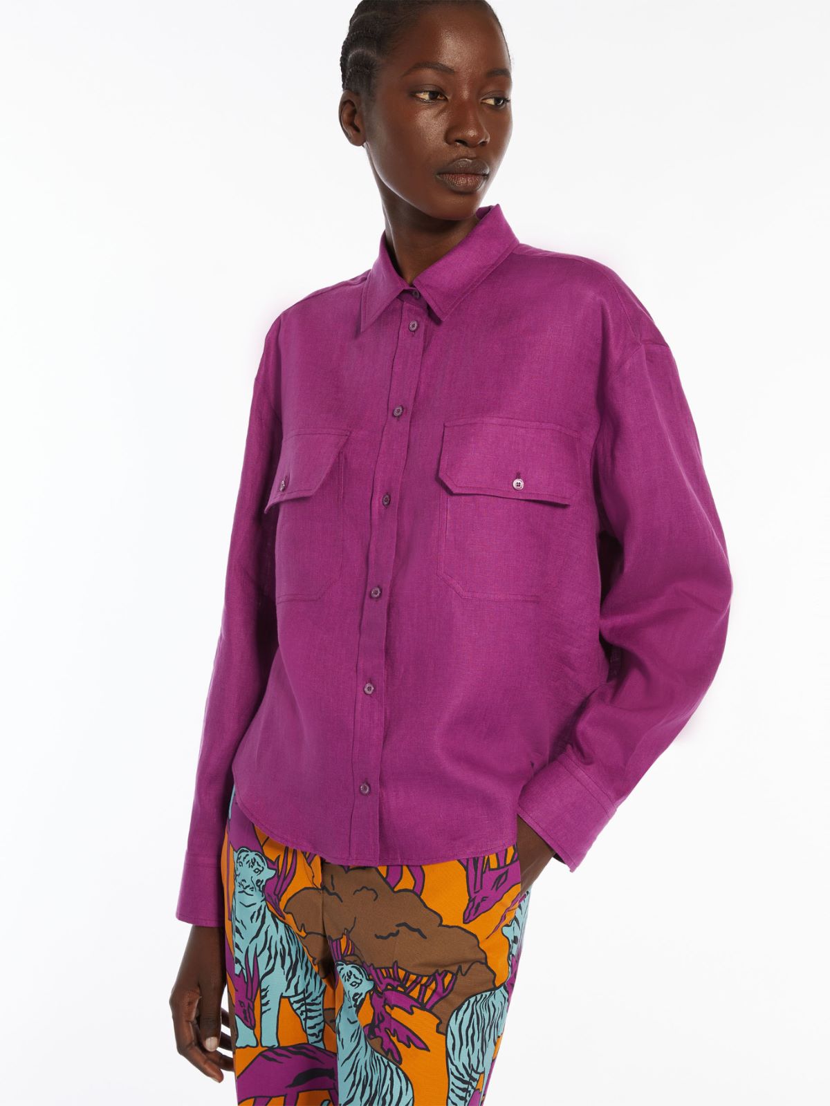 Camicia con tasche in lino