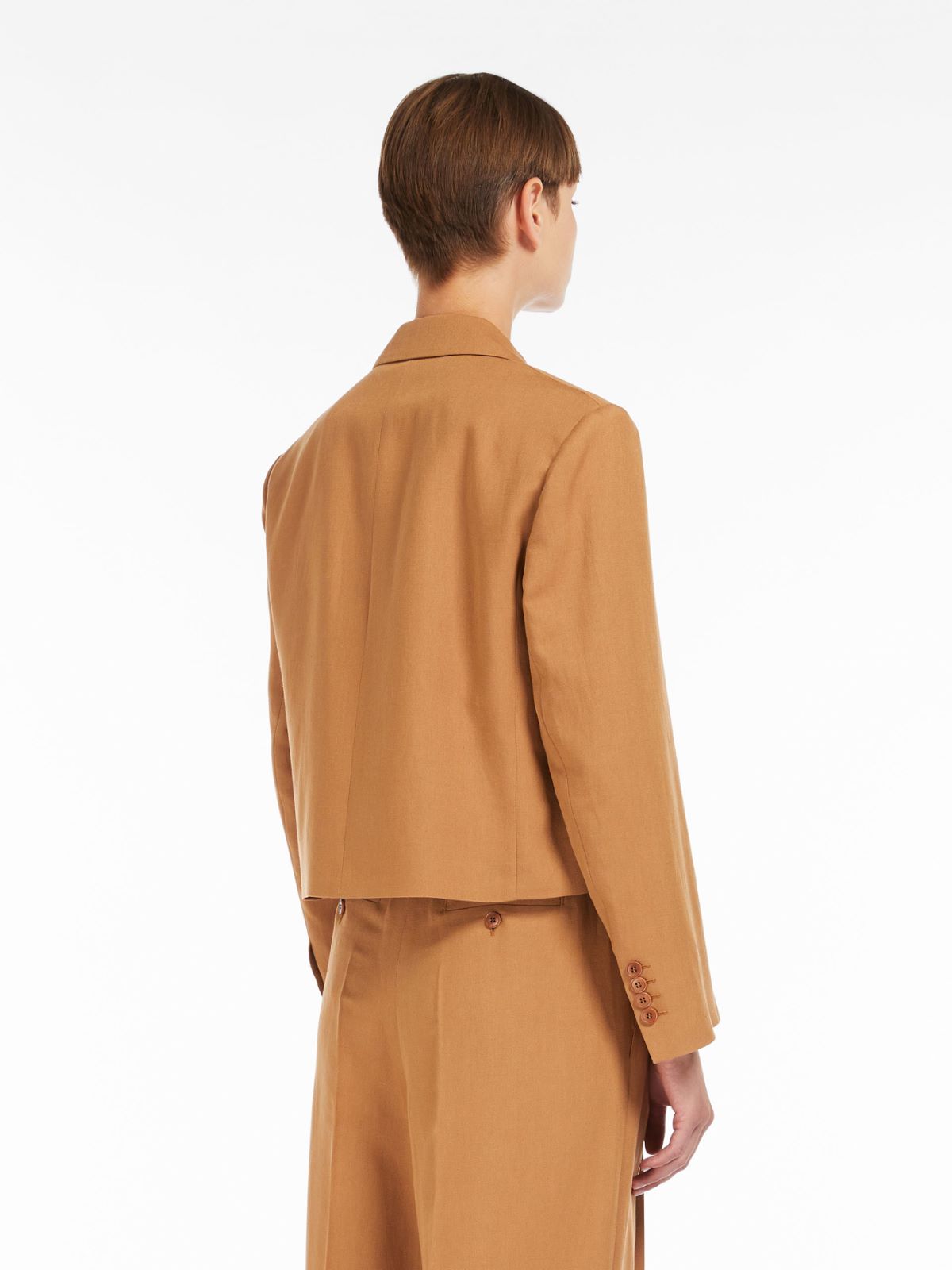 Blazer corto in viscosa e lino