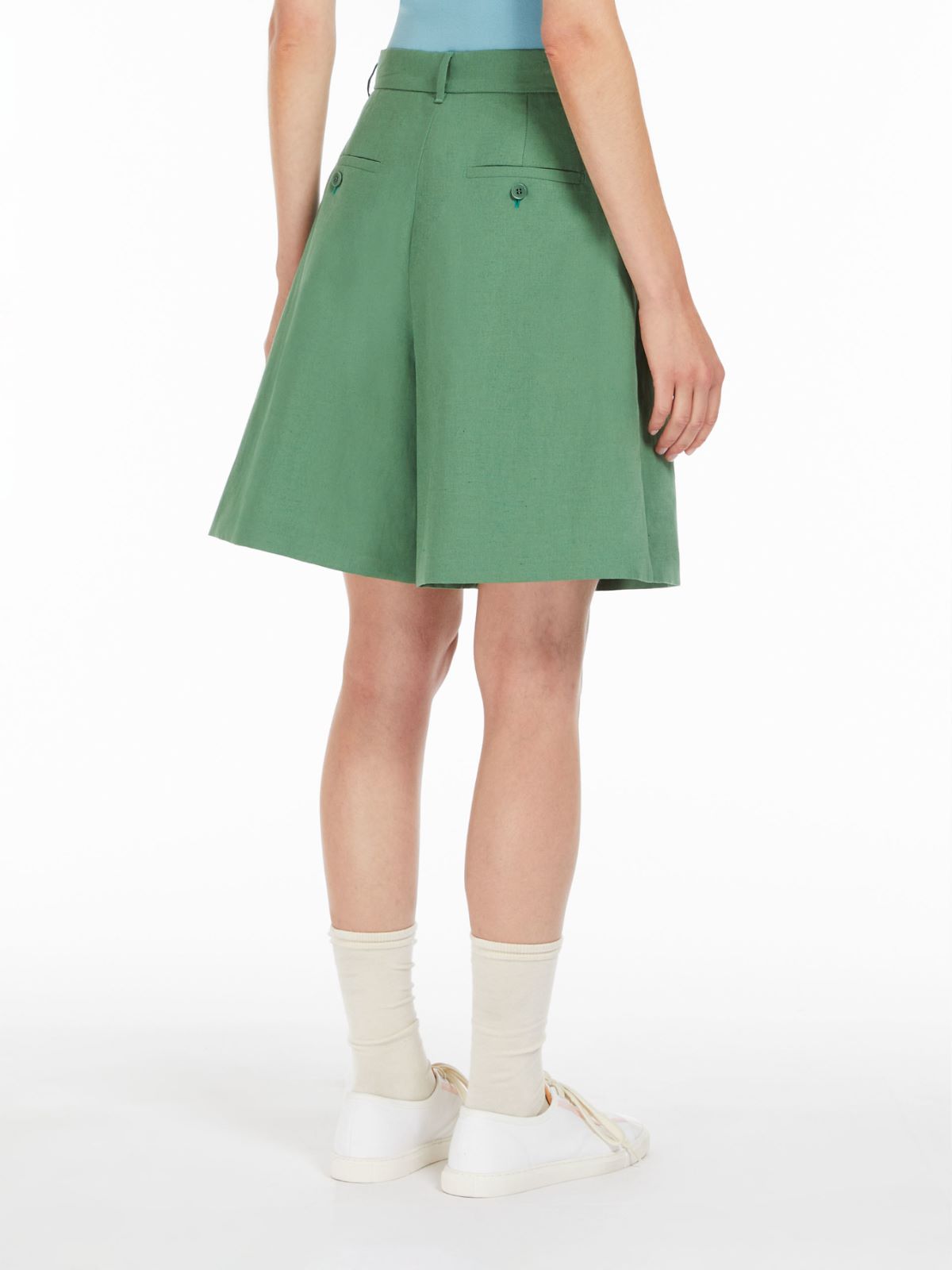 Bermuda in canvas di cotone e lino