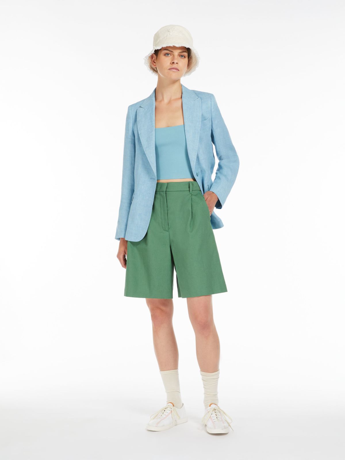 Bermuda in canvas di cotone e lino