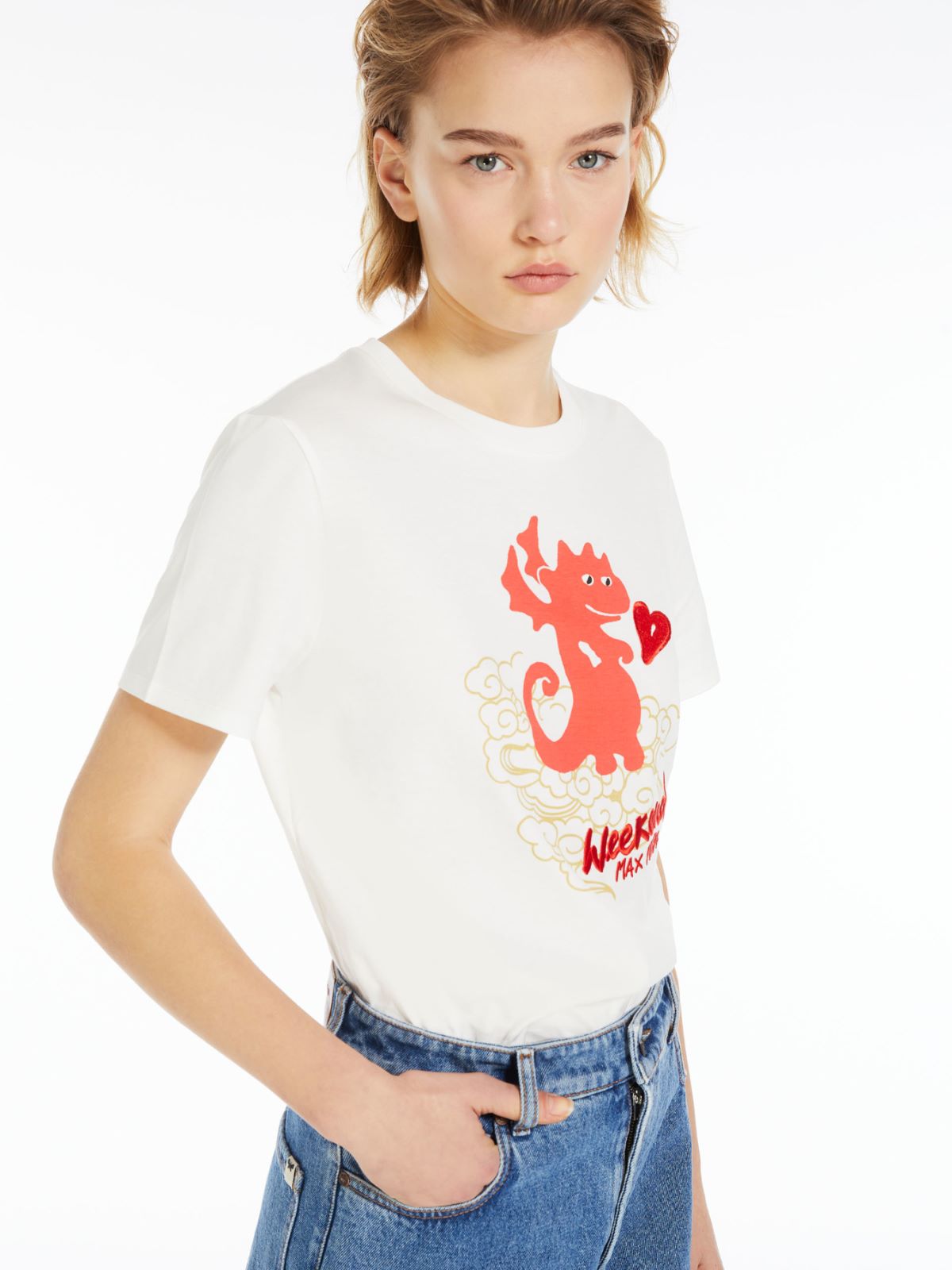 T-shirt in jersey con stampa