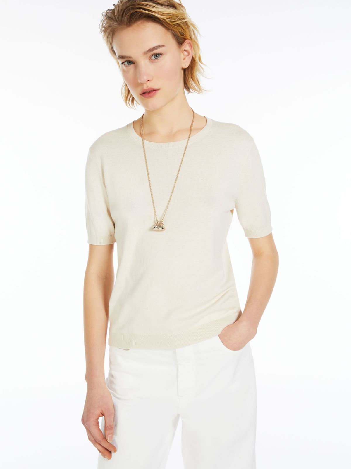 T-shirt in filato di seta e cotone