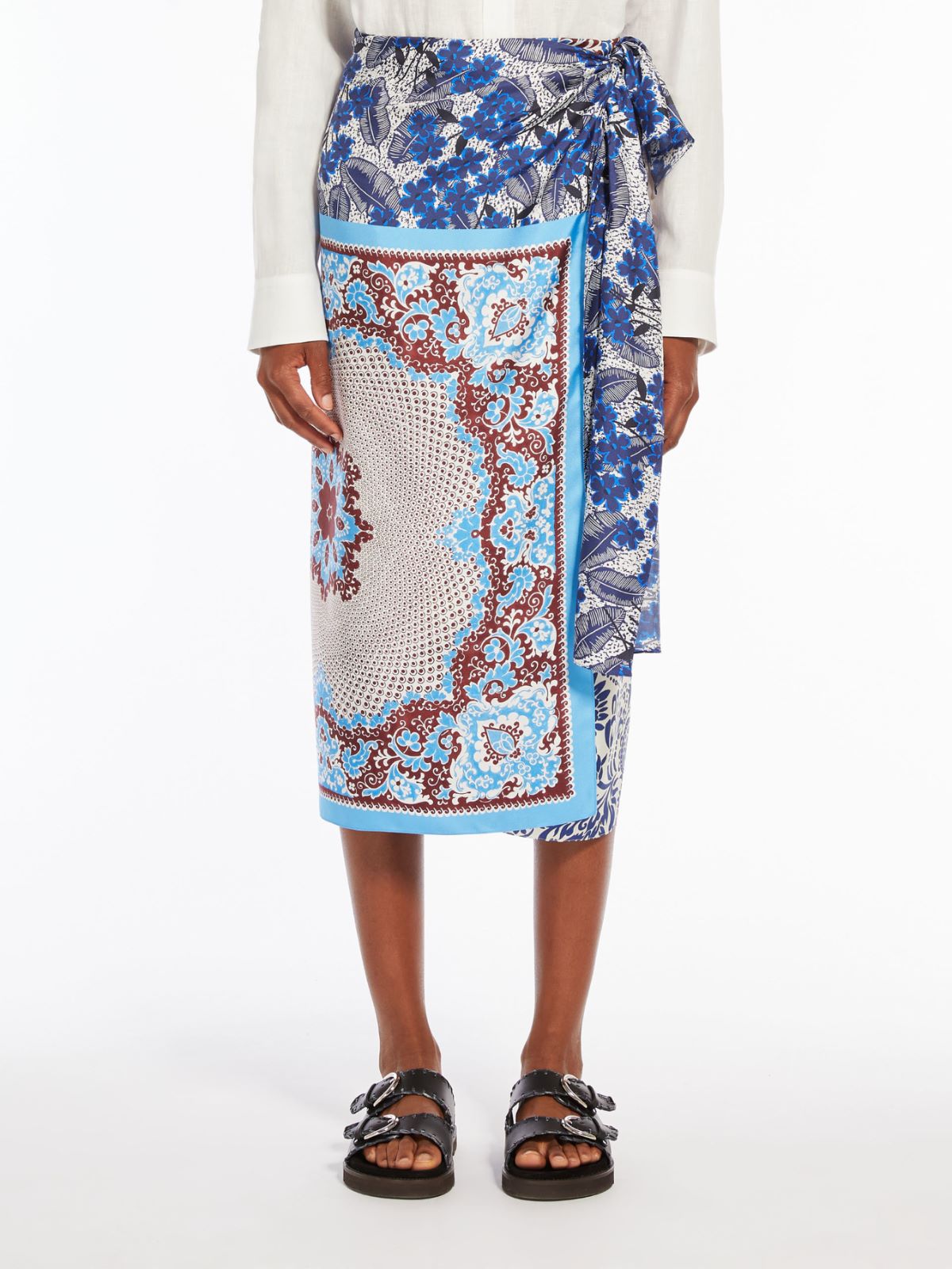 Gonna pareo in seta stampata