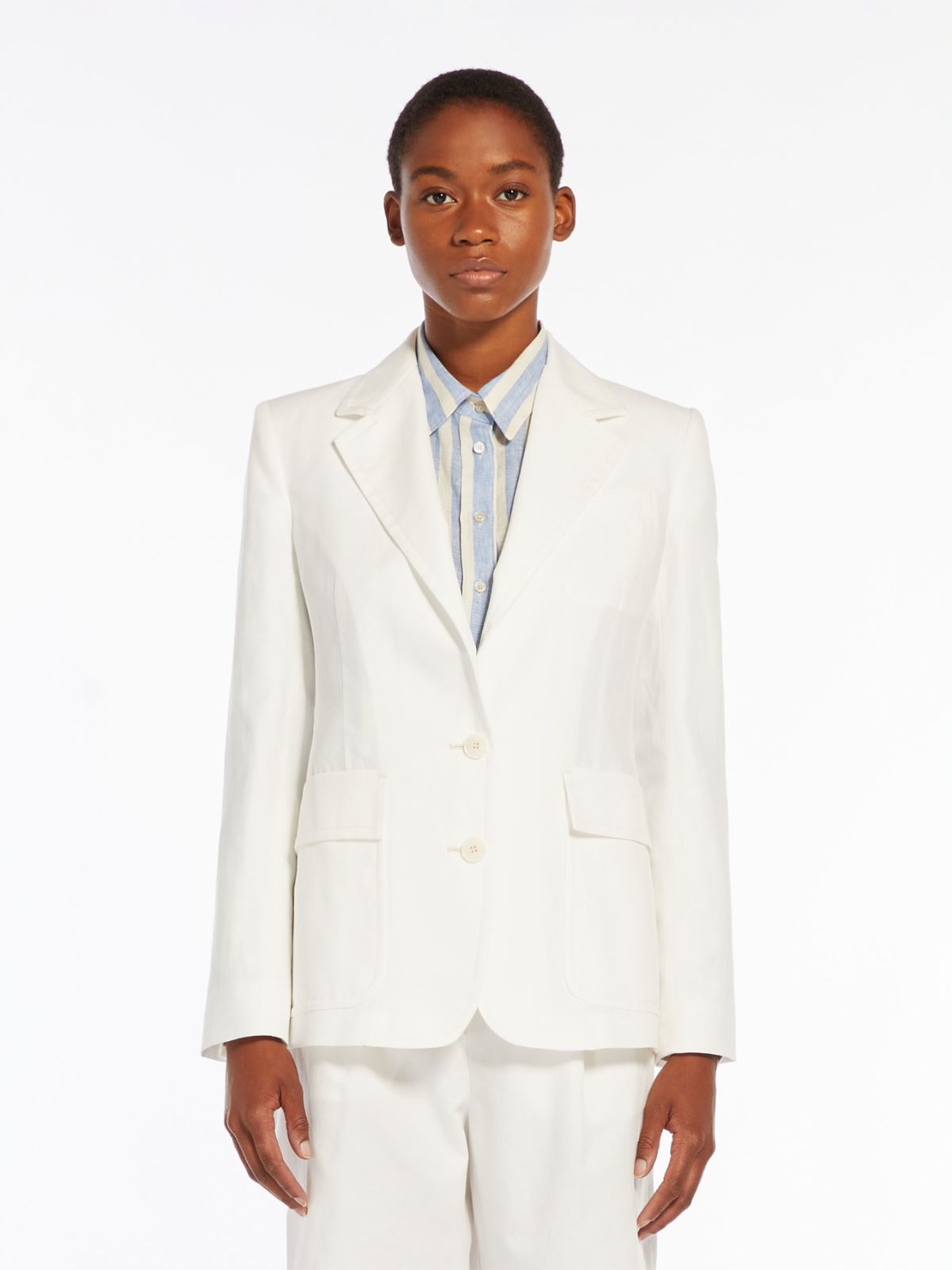 Blazer in canvas di misto lino