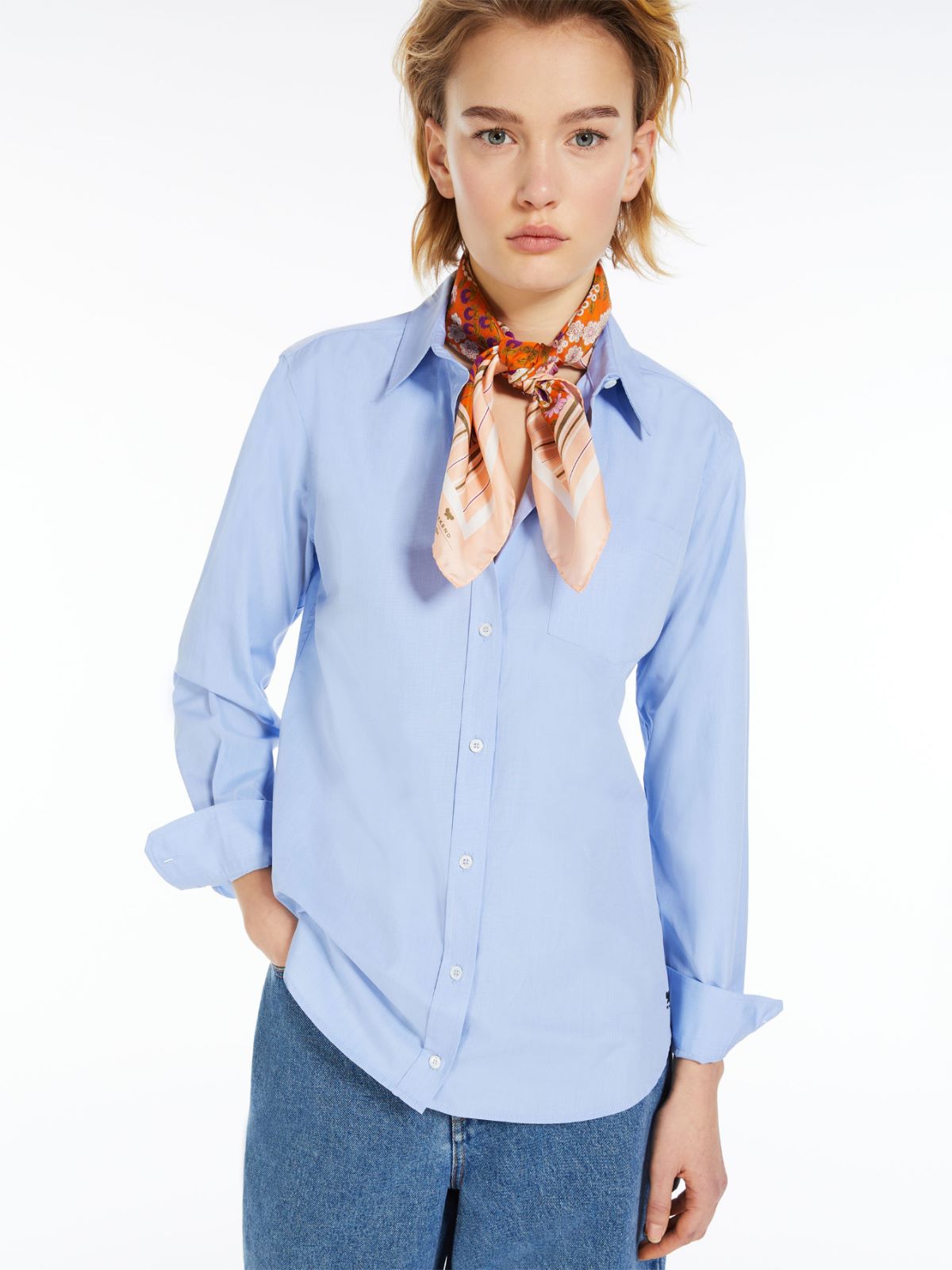Camicia dritta in popeline