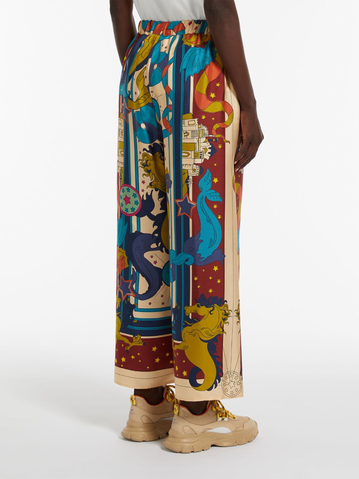 Pantalone fluido in seta stampata