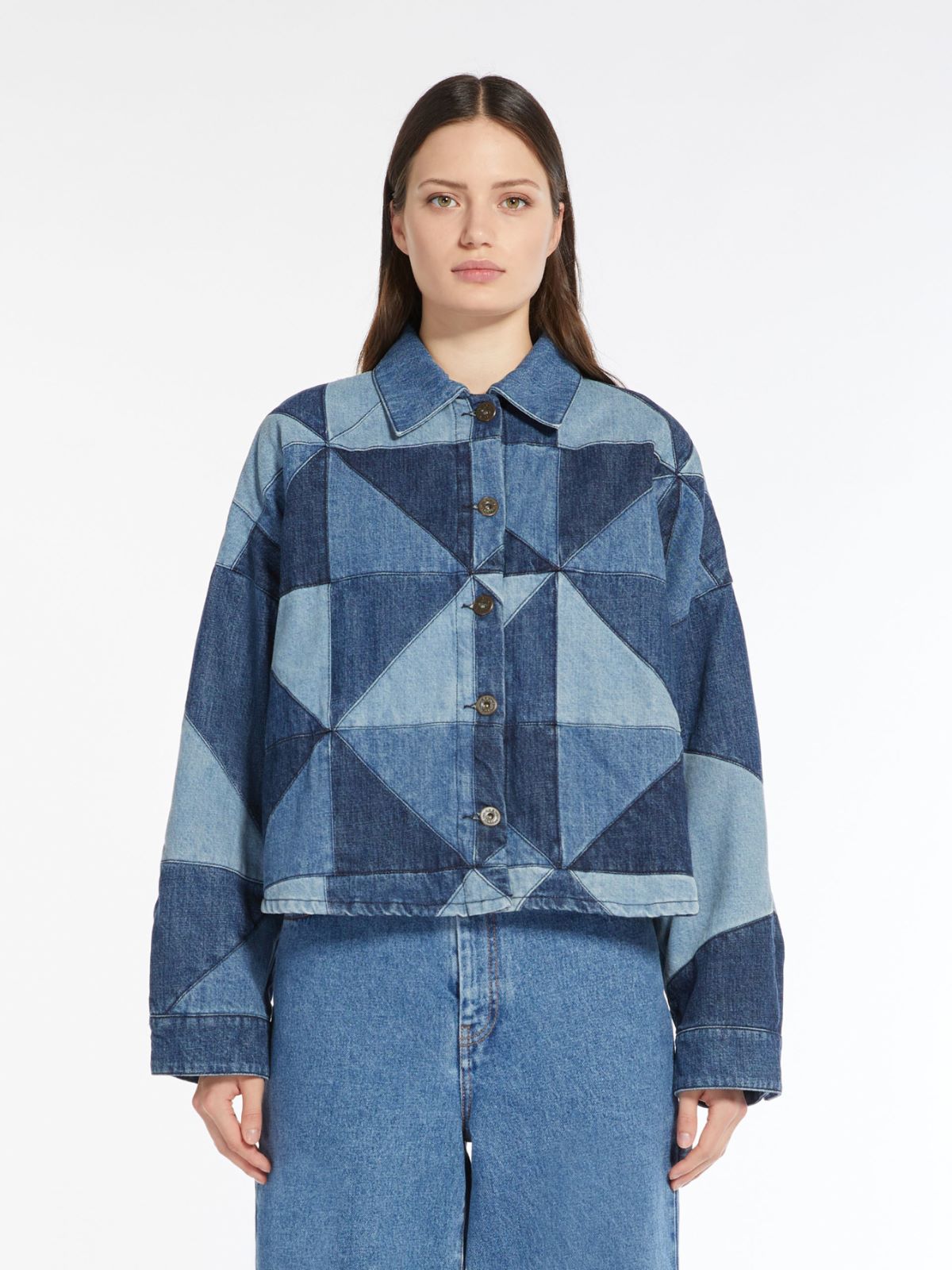 Giubbotto in denim patchwork