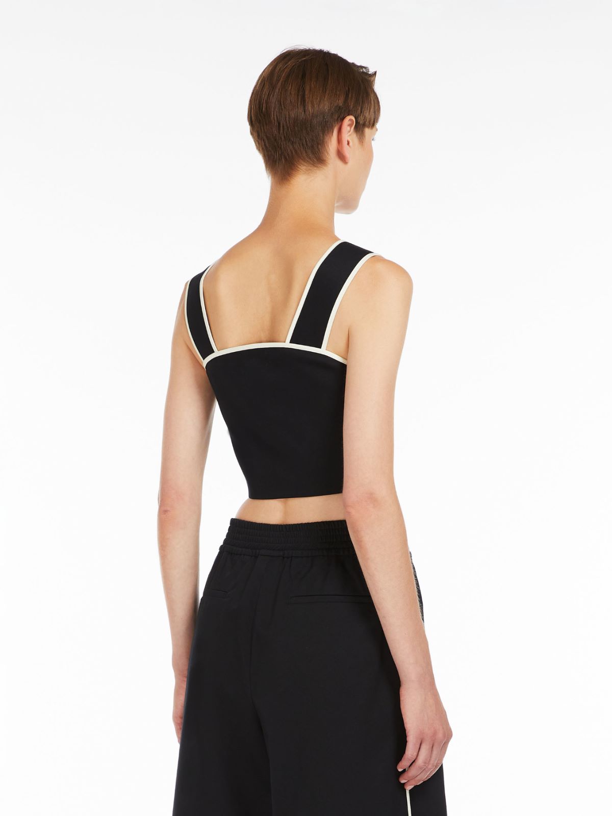 Top crop in gabardina di cotone