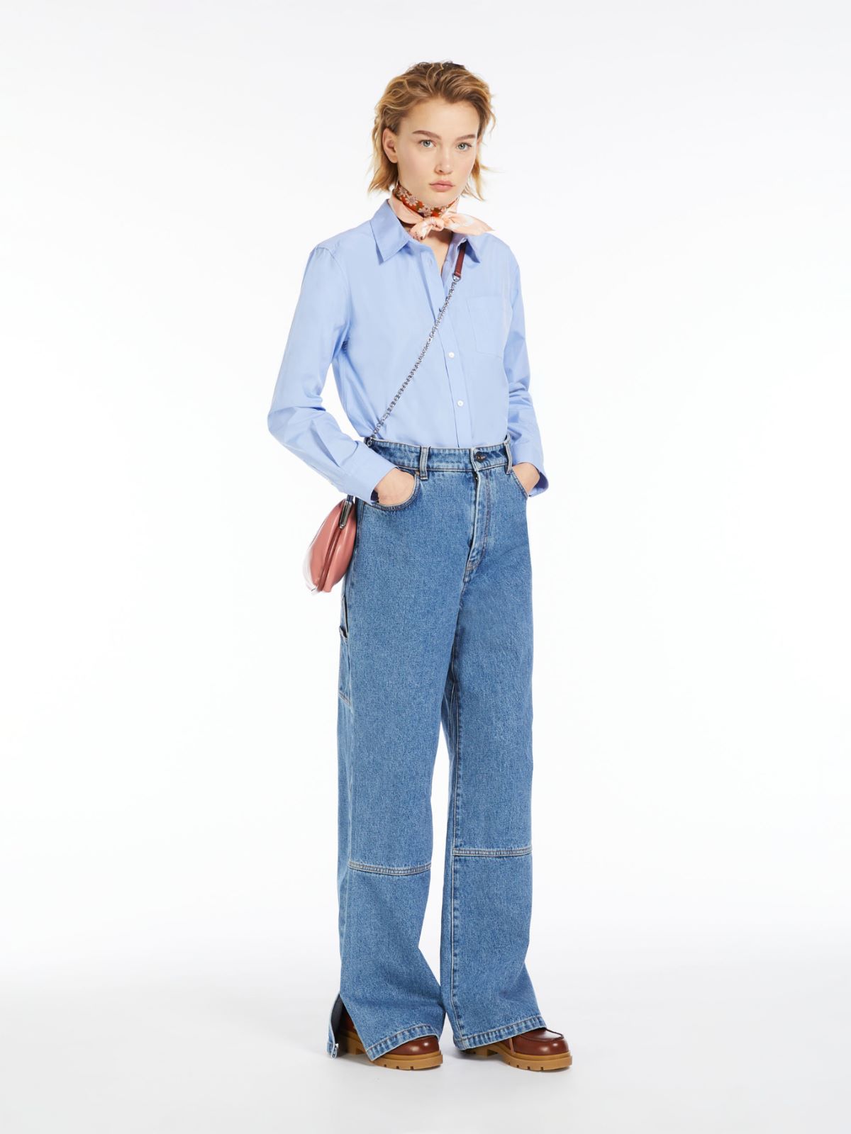 Camicia dritta in popeline