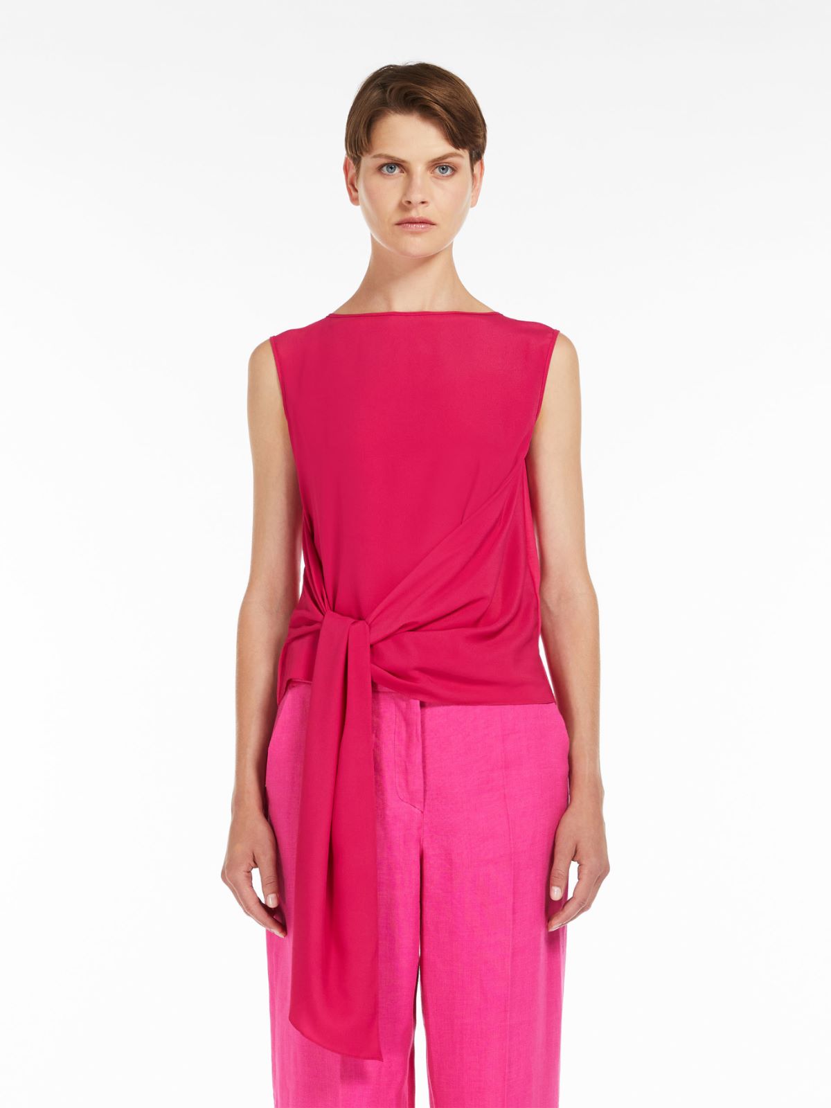 Top in jersey e crêpe