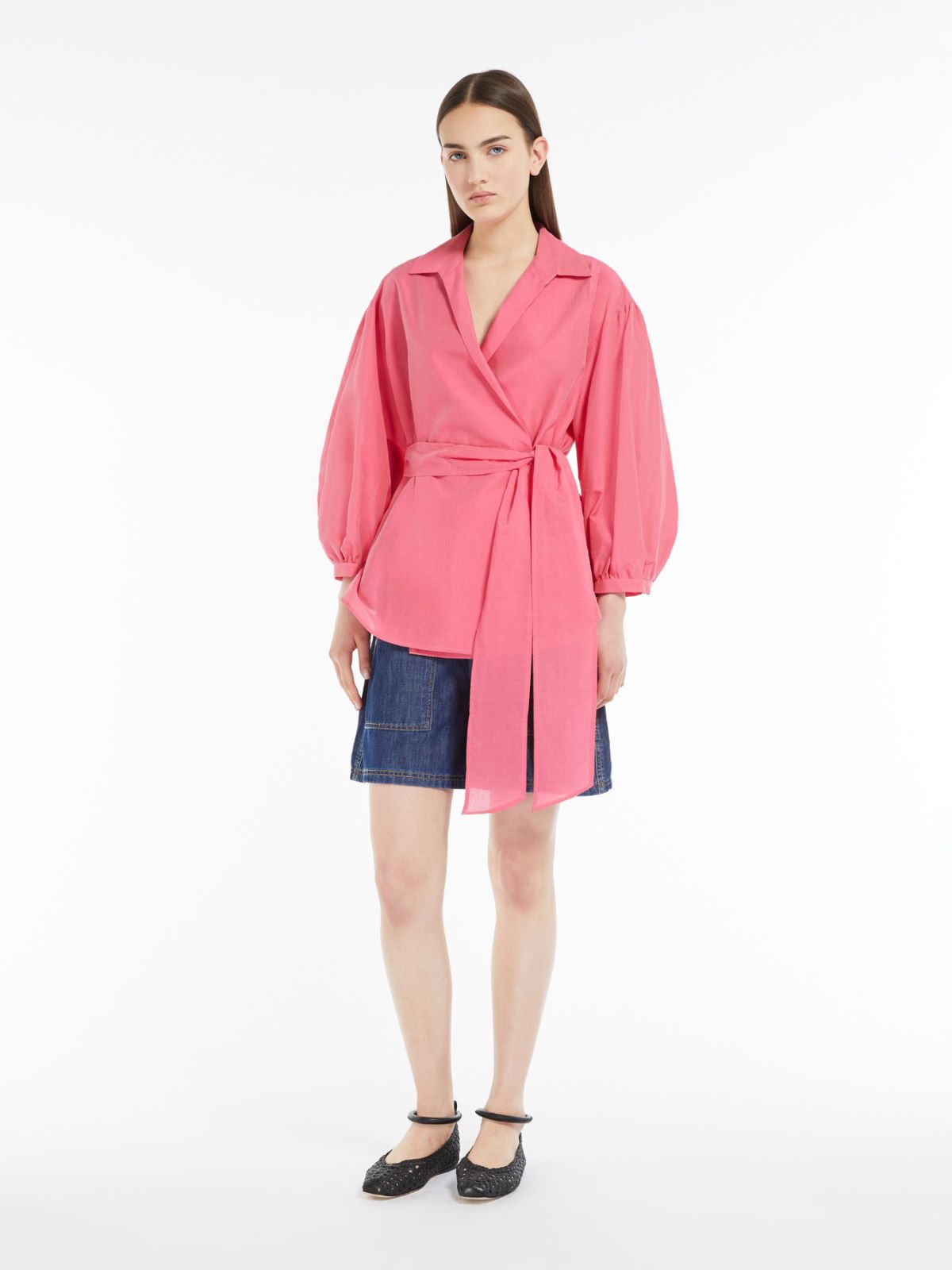 Camicia portafoglio in cotone e seta