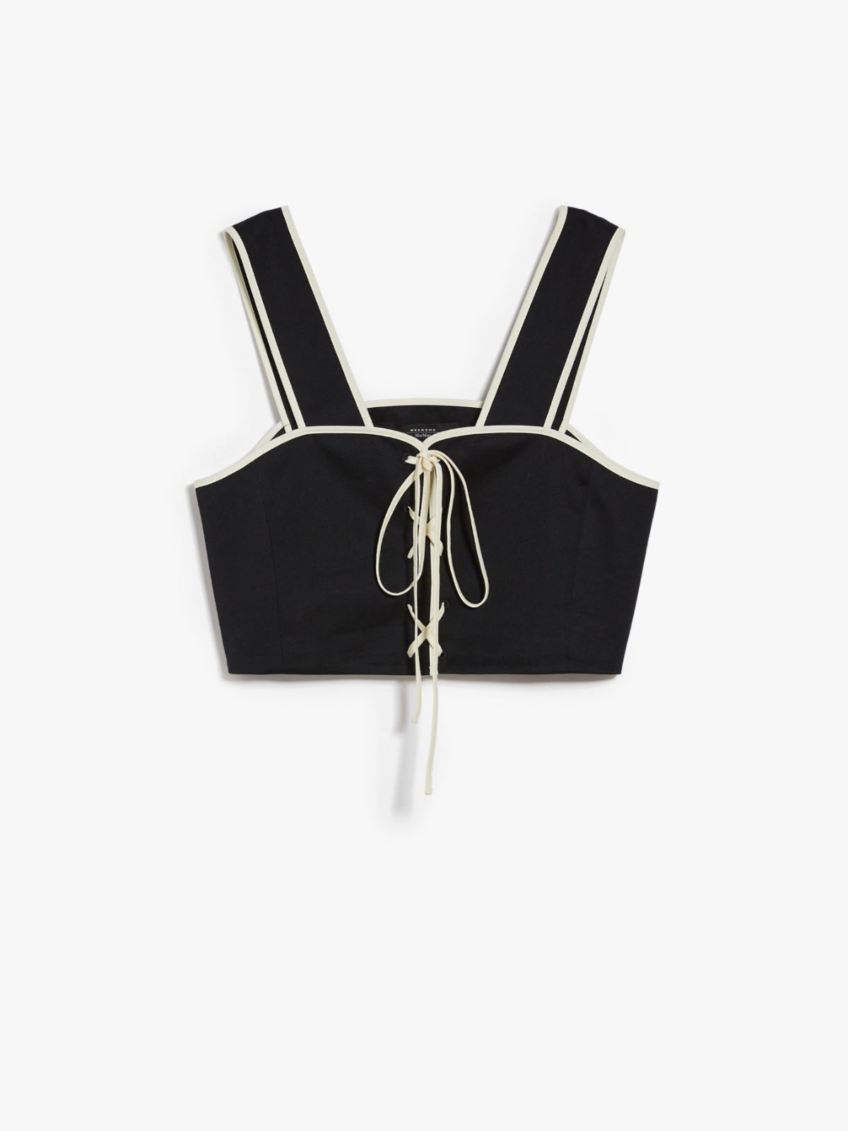 Top crop in gabardina di cotone