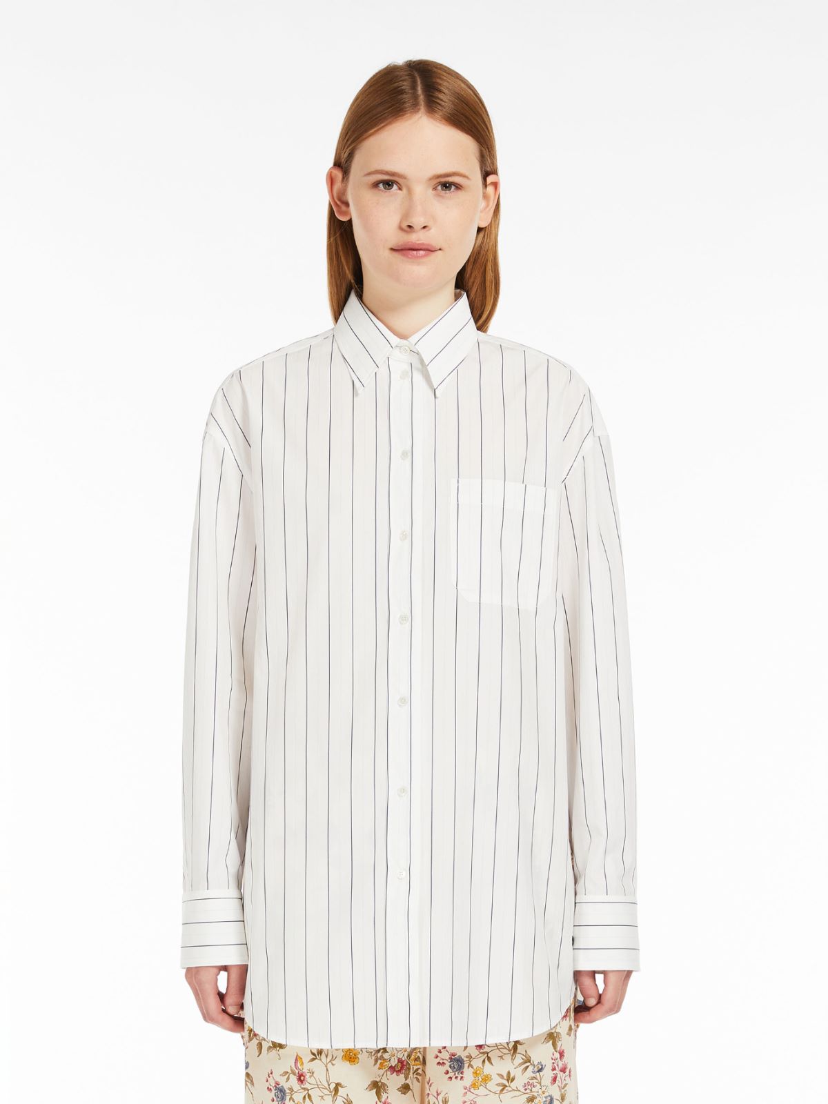 Camicia in cotone a righe e seta