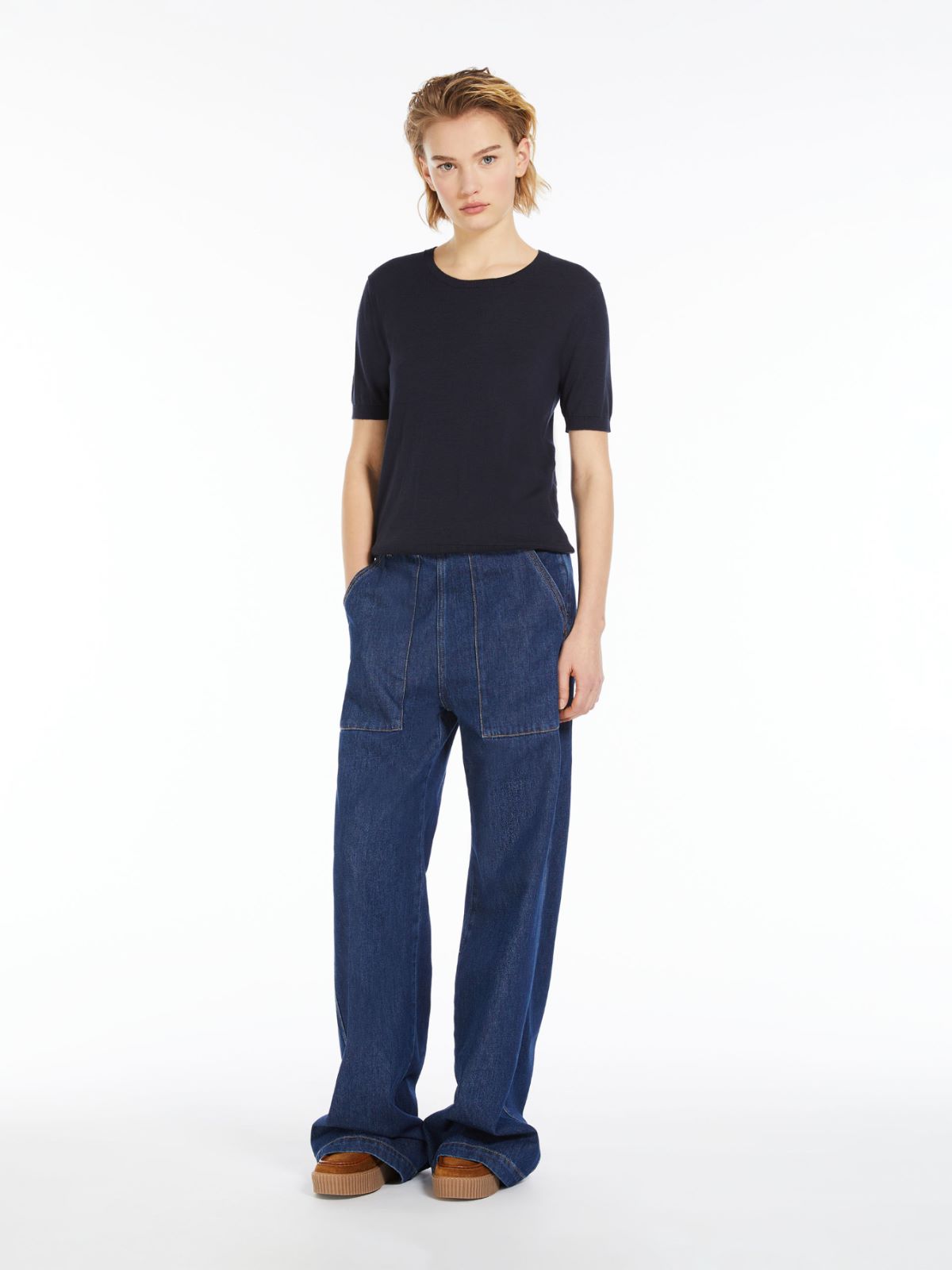 T-shirt in filato di seta e cotone