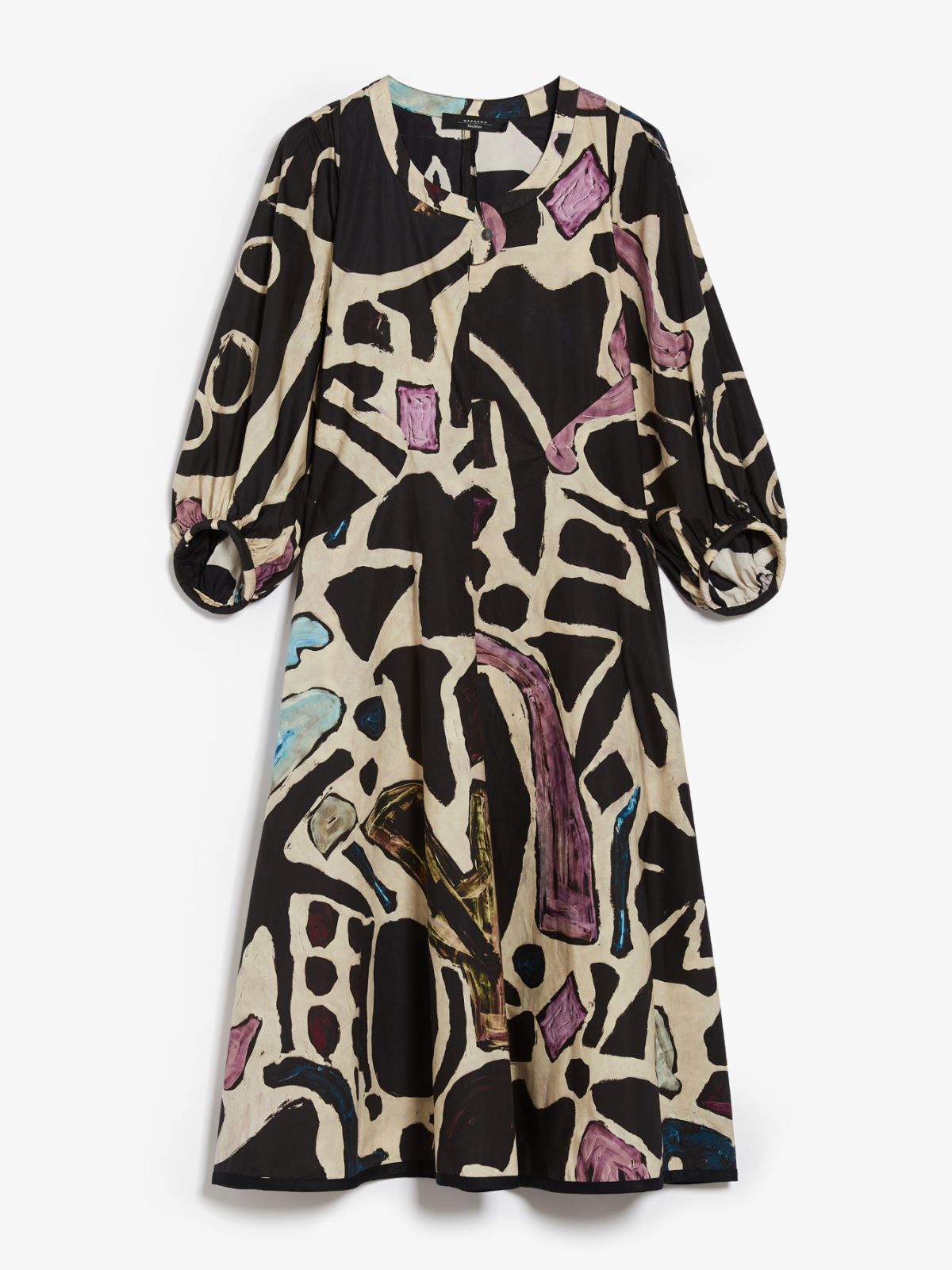 Abito midi in popeline stampato