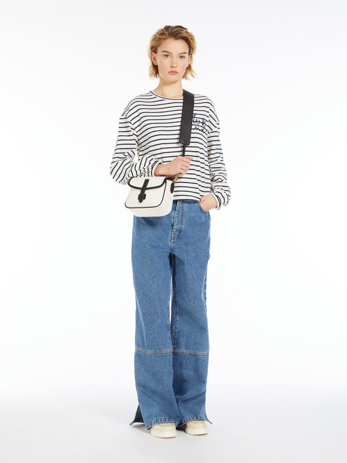 Borsa a tracolla in canvas e pelle