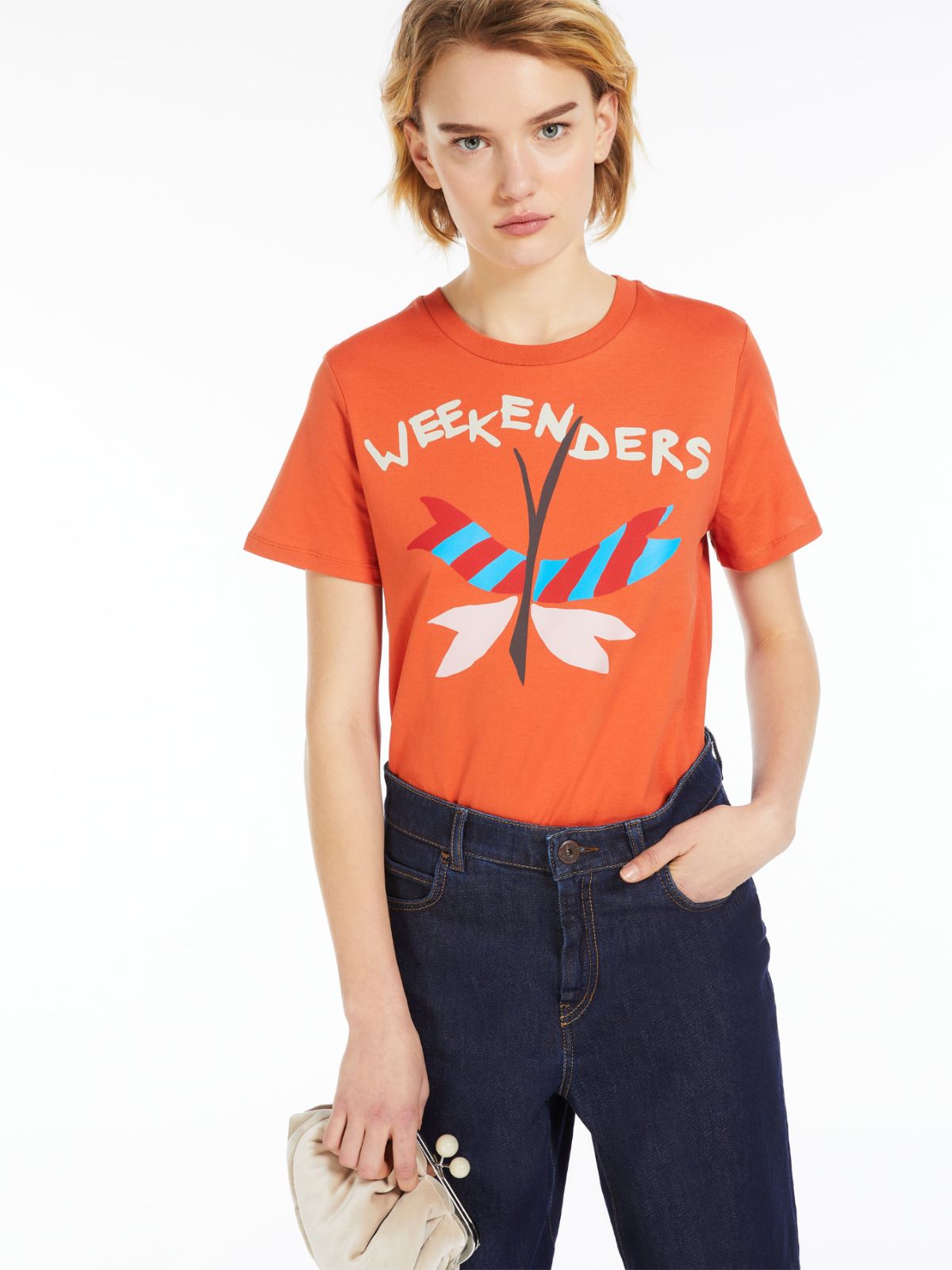 T-shirt in jersey con stampa