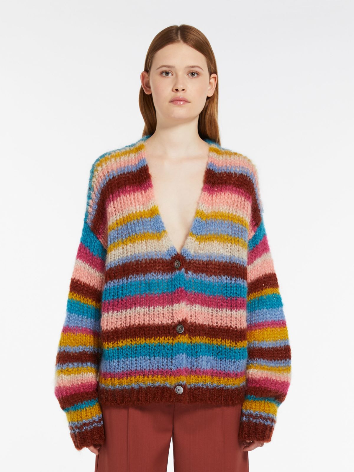 Cardigan over in mohair a coste