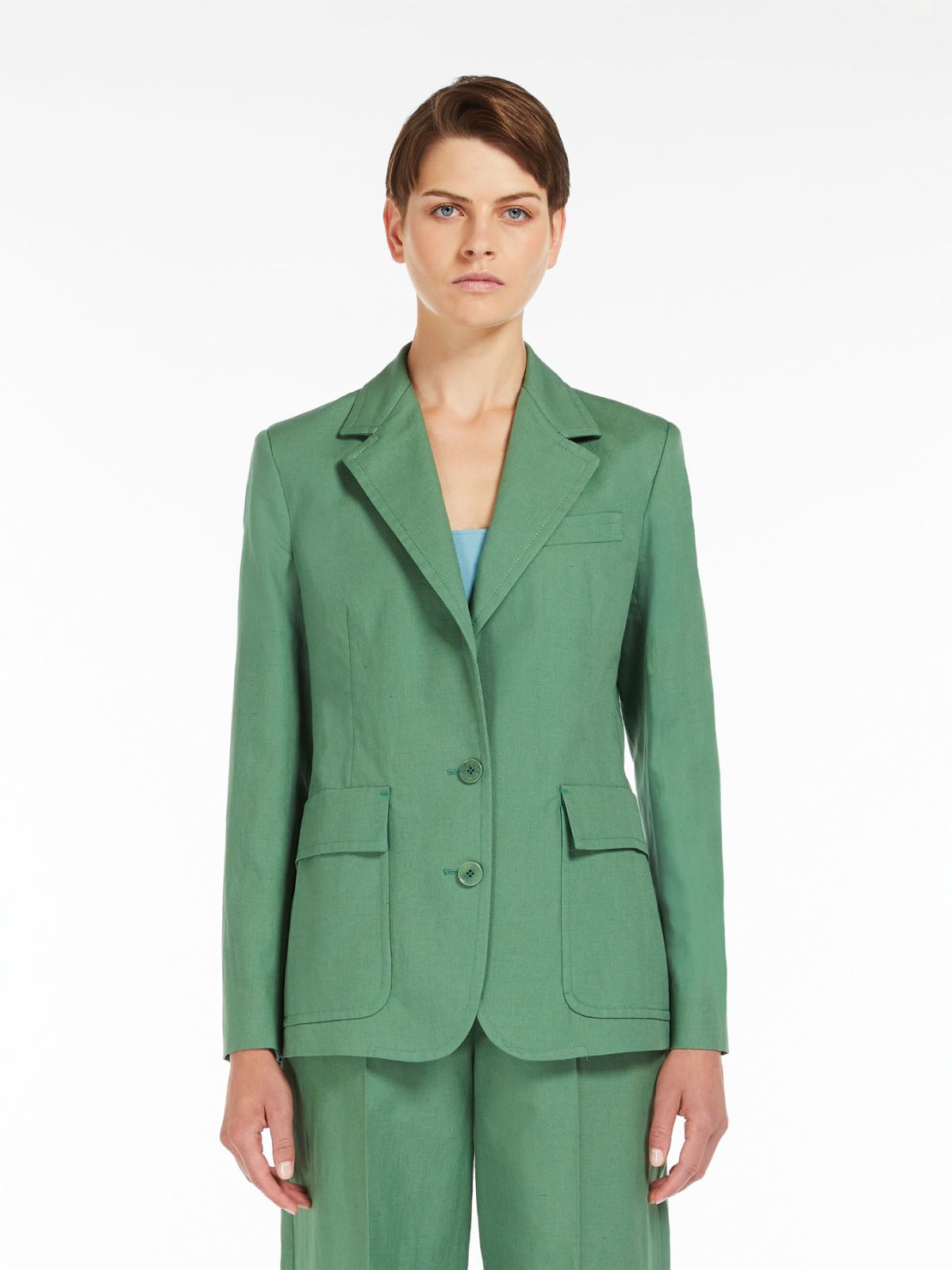 Blazer in canvas di misto lino