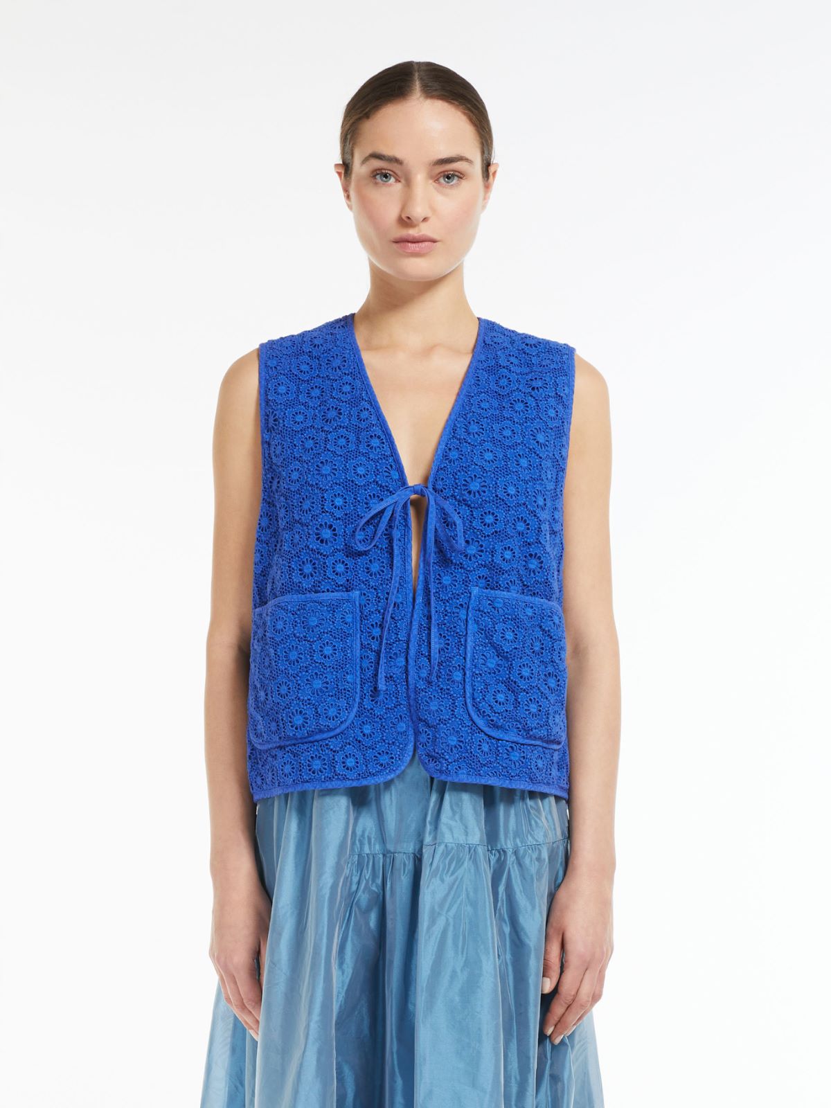 Gilet in pizzo macramé di cotone