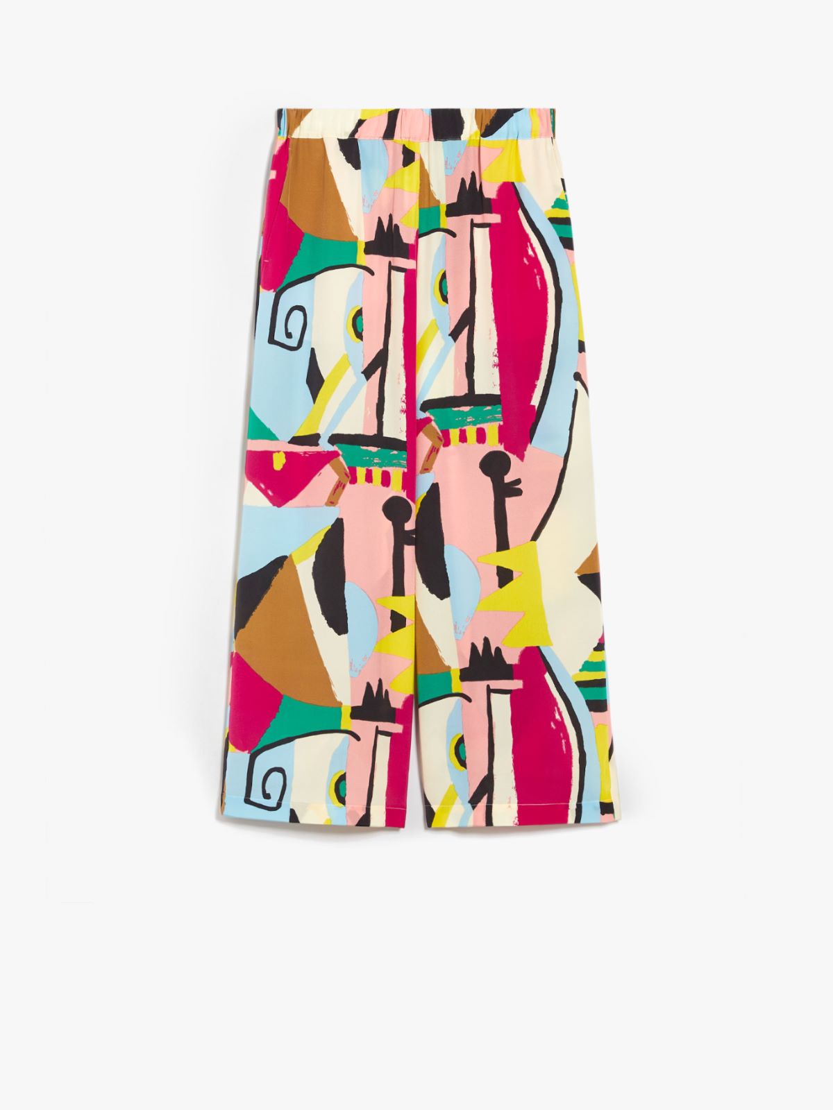 Pantalone crop in seta stampata