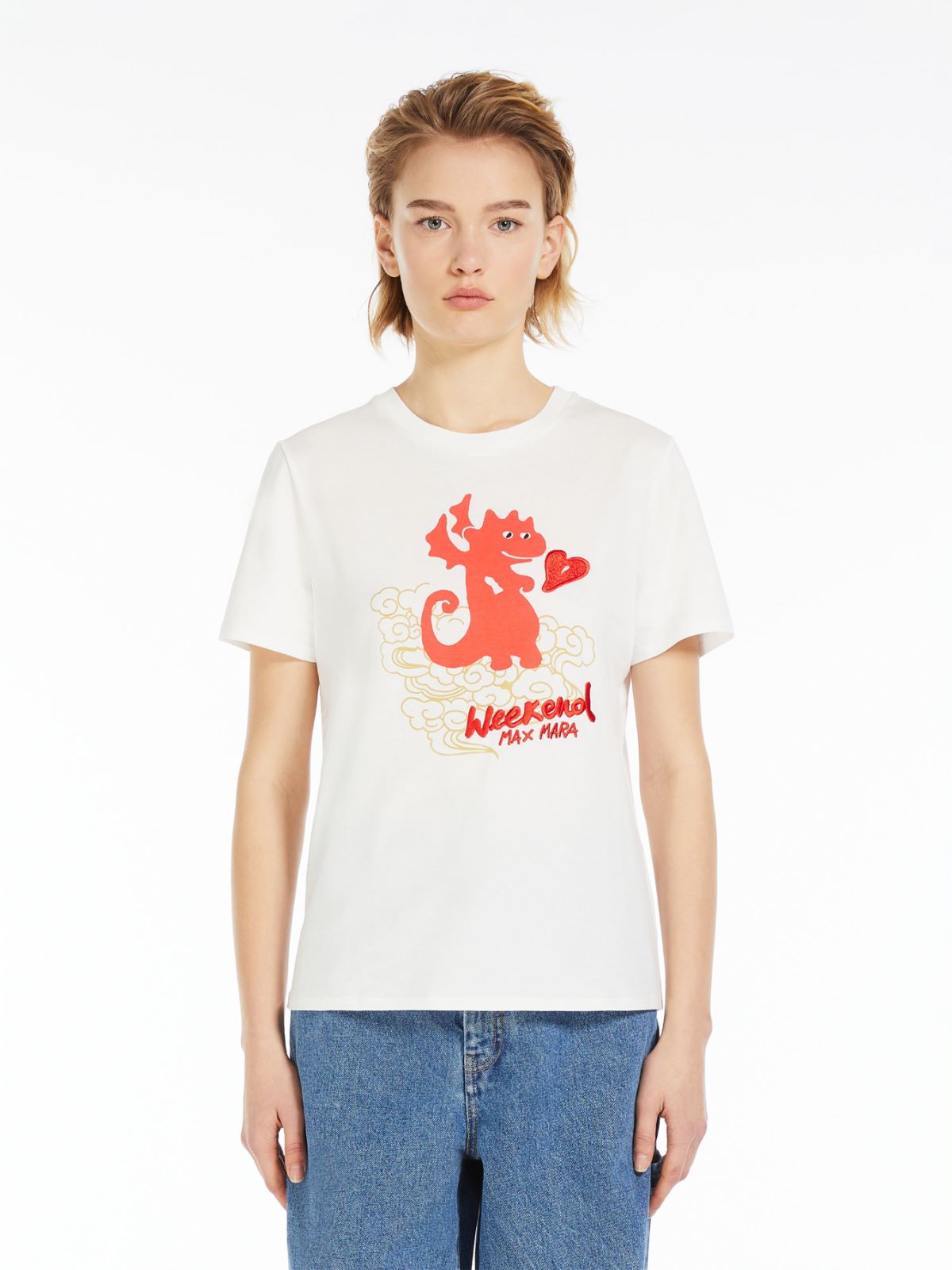 T-shirt in jersey con stampa