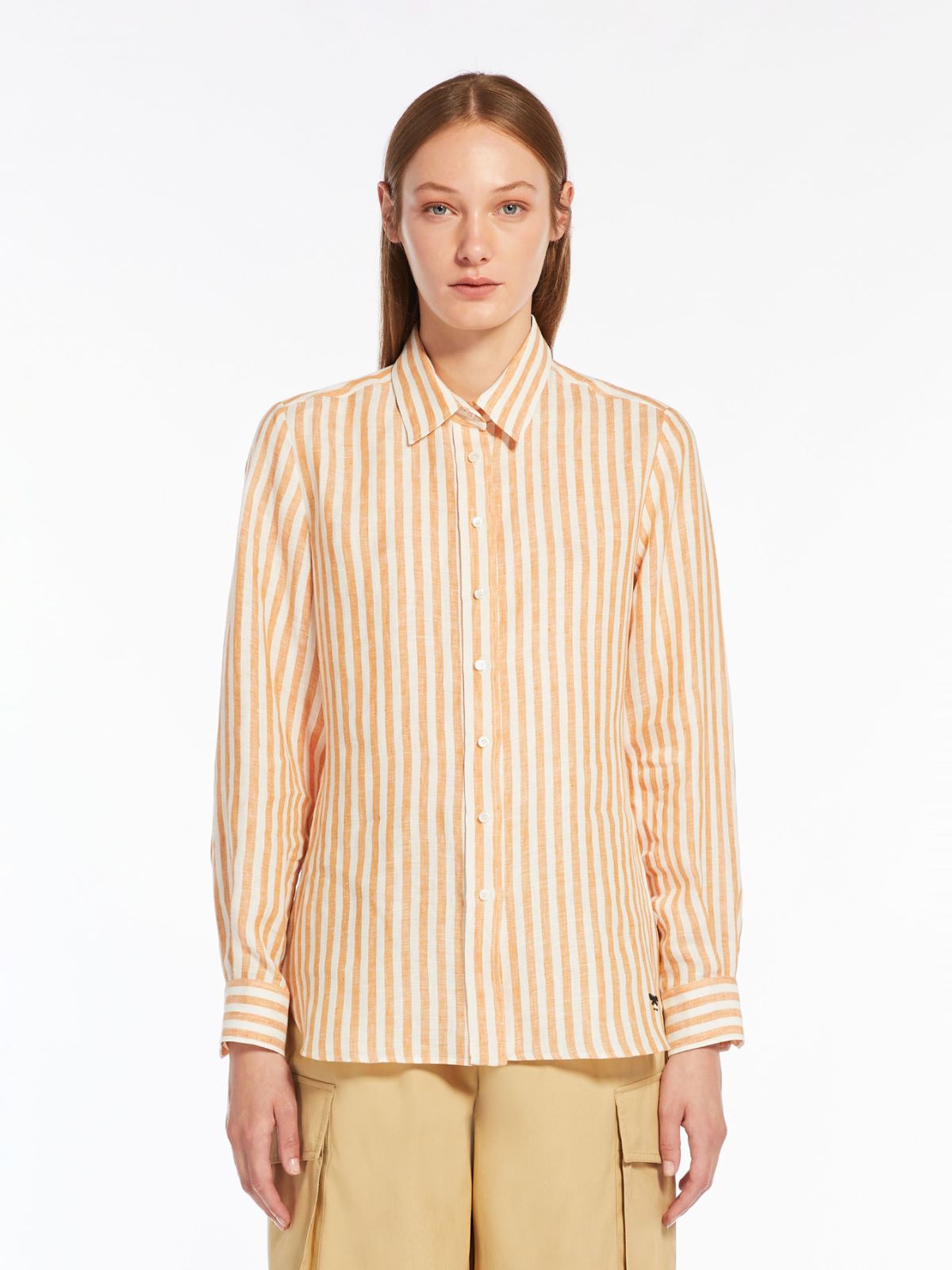 Camicia classica in lino a righe