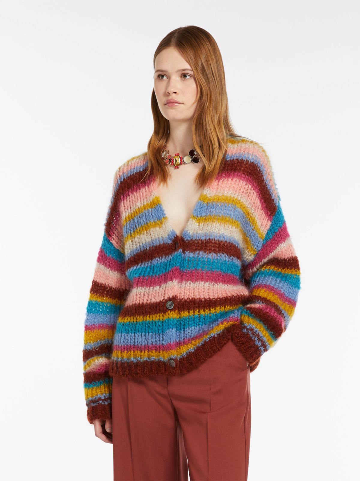 Cardigan over in mohair a coste