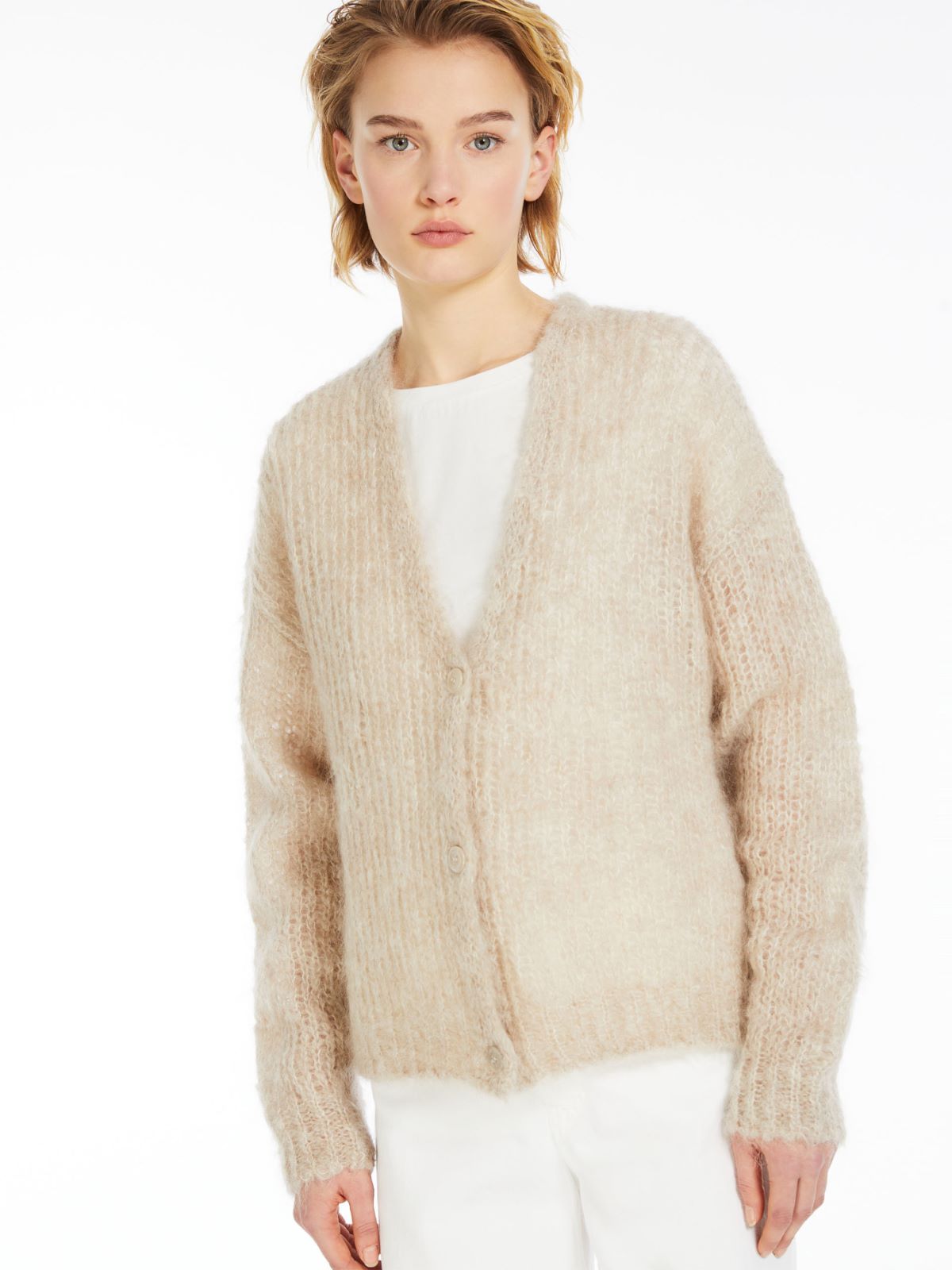 Cardigan over in mohair a coste