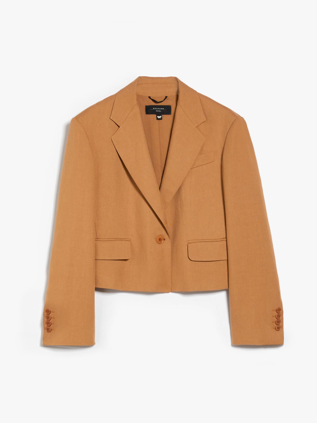 Blazer corto in viscosa e lino