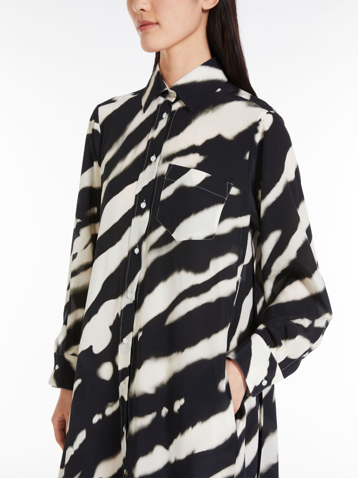 Abito chemisier in crêpe de Chine stampato