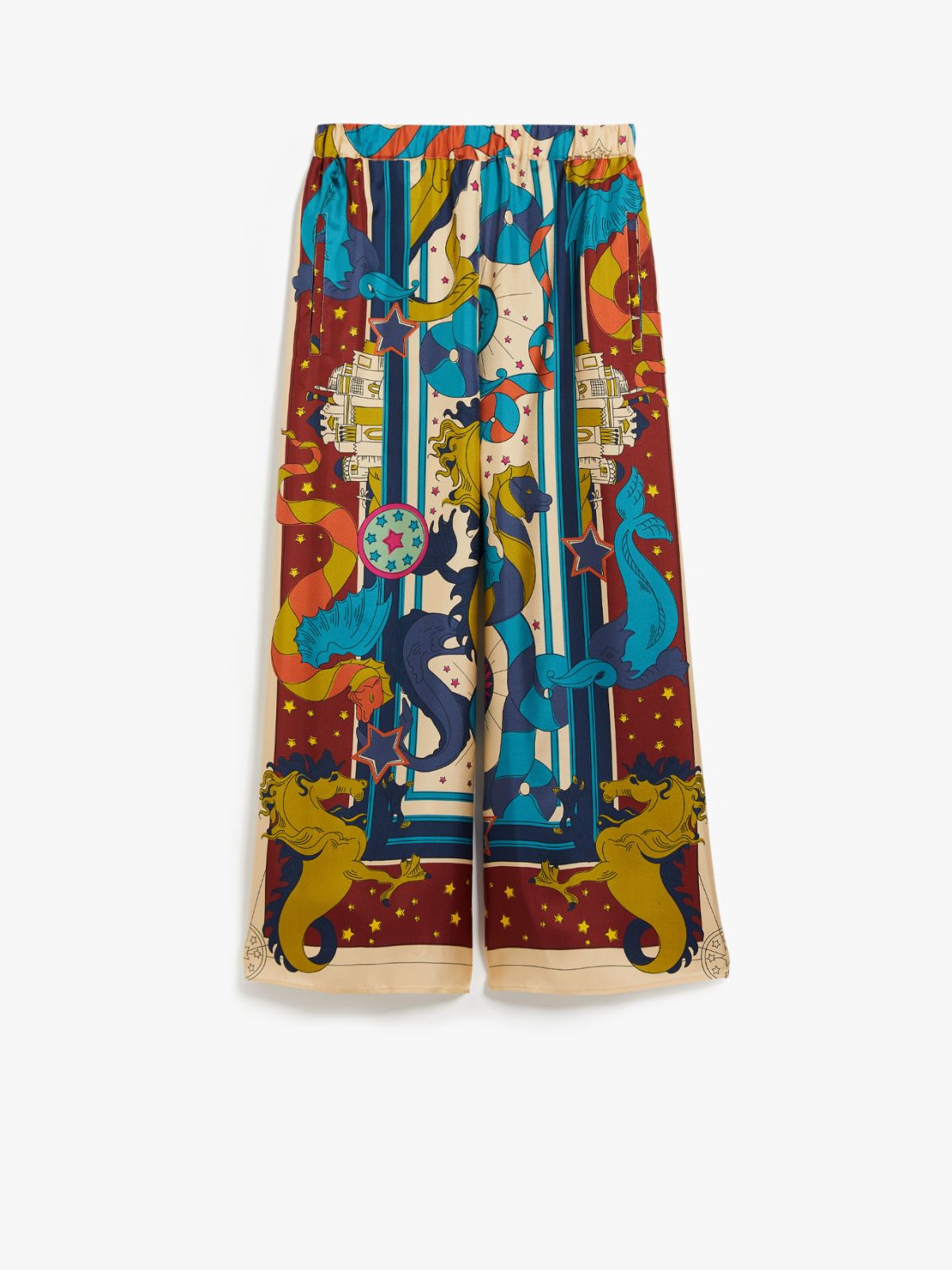 Pantalone fluido in seta stampata