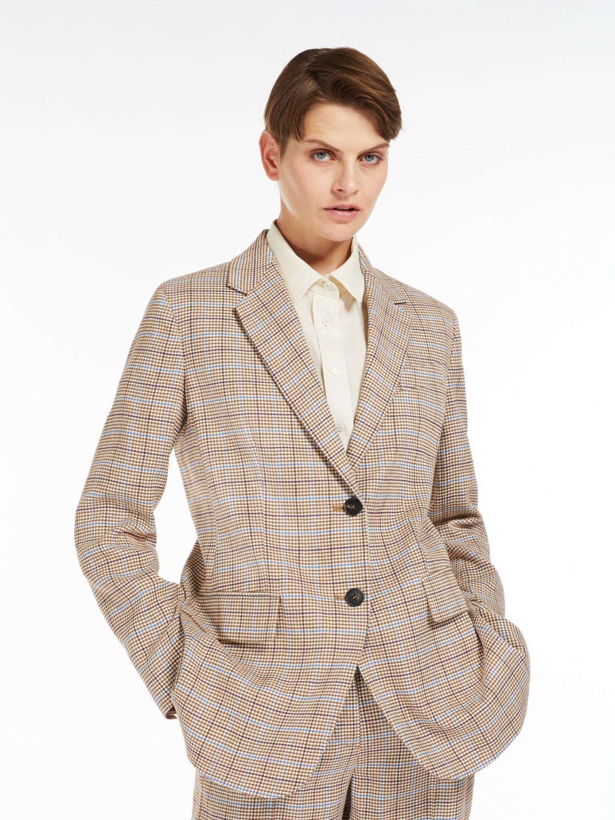 Blazer in Pied de Poule di misto lino