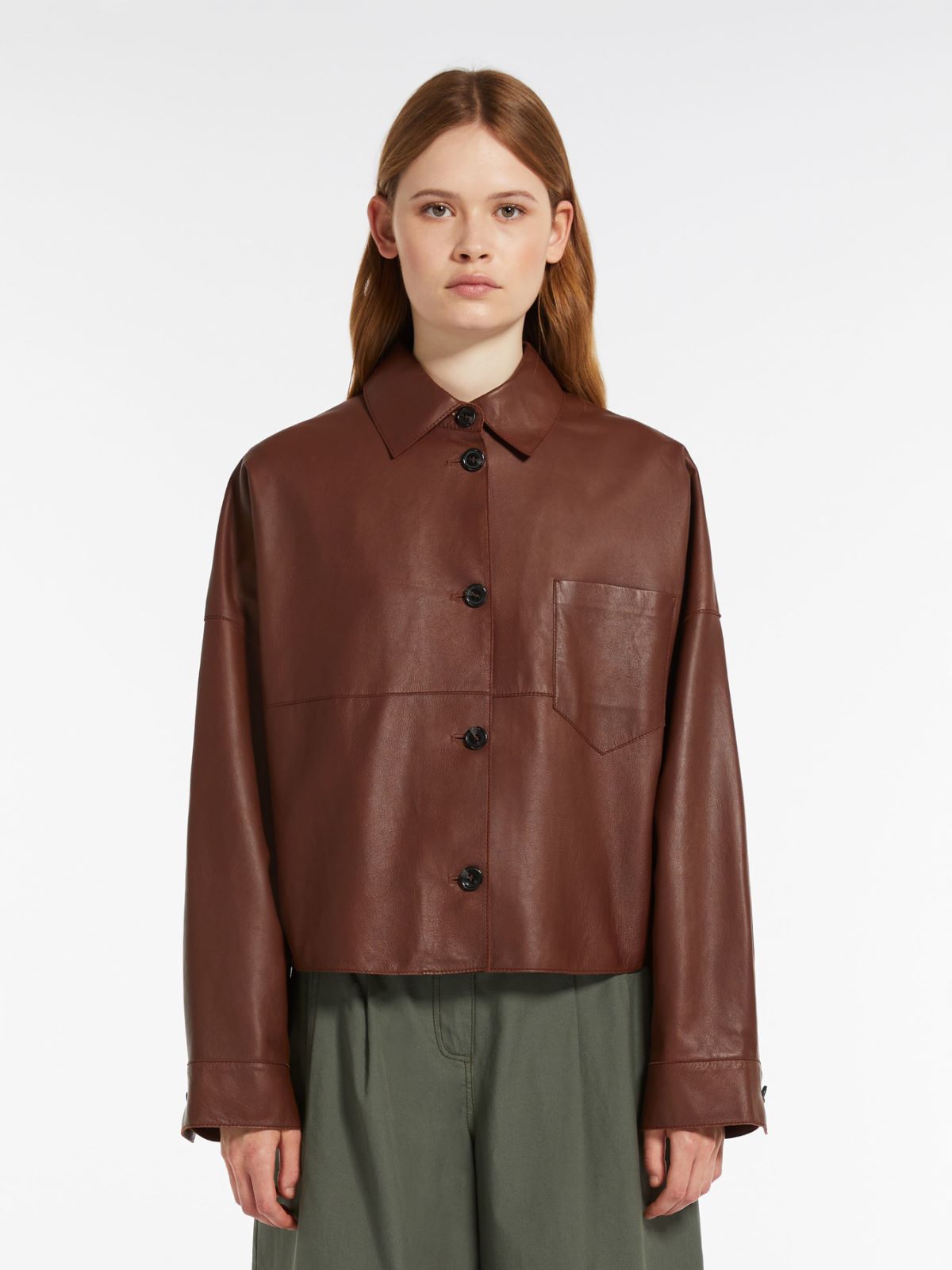 Giacca boxy monopetto in pelle