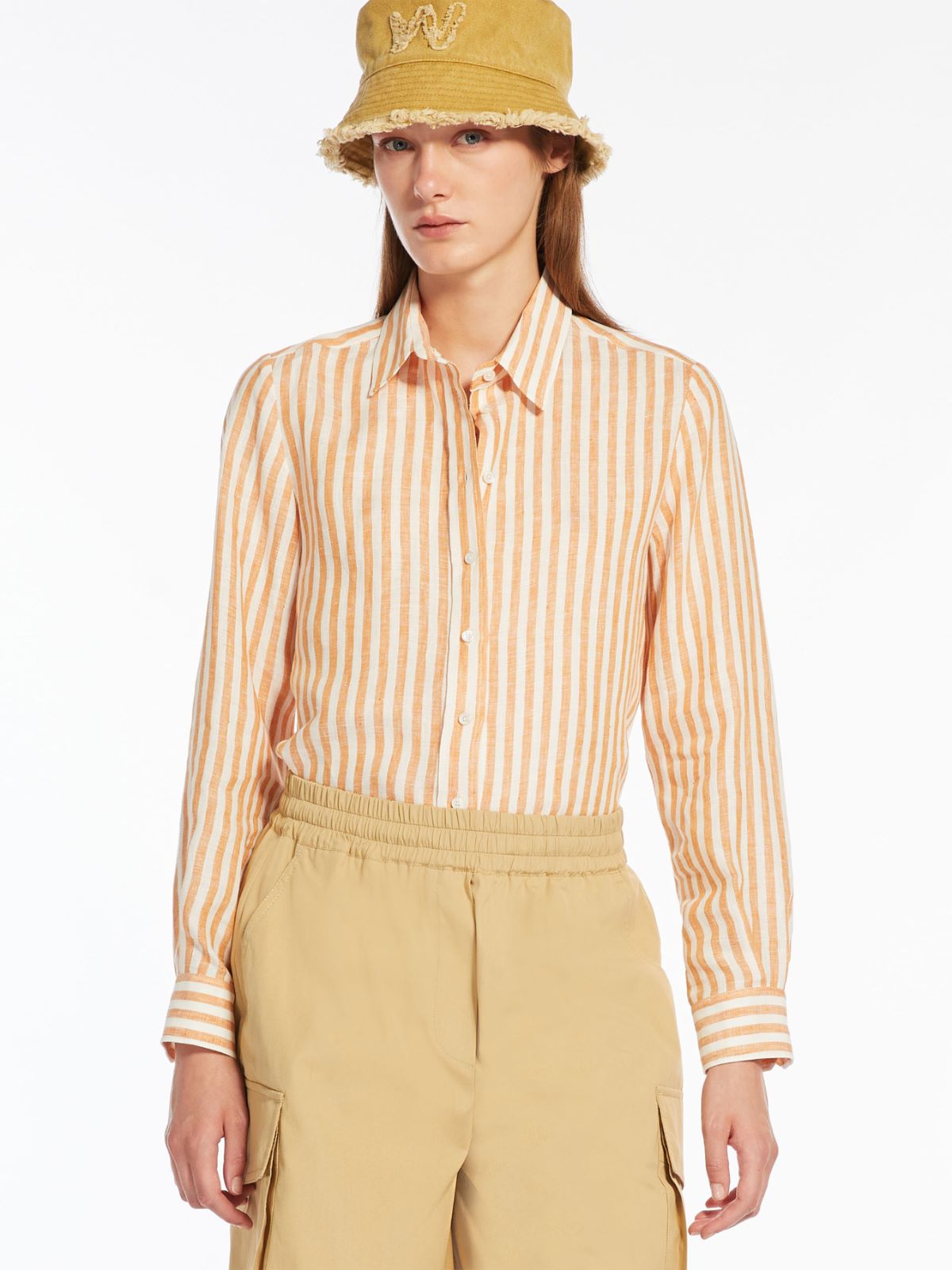 Camicia classica in lino a righe