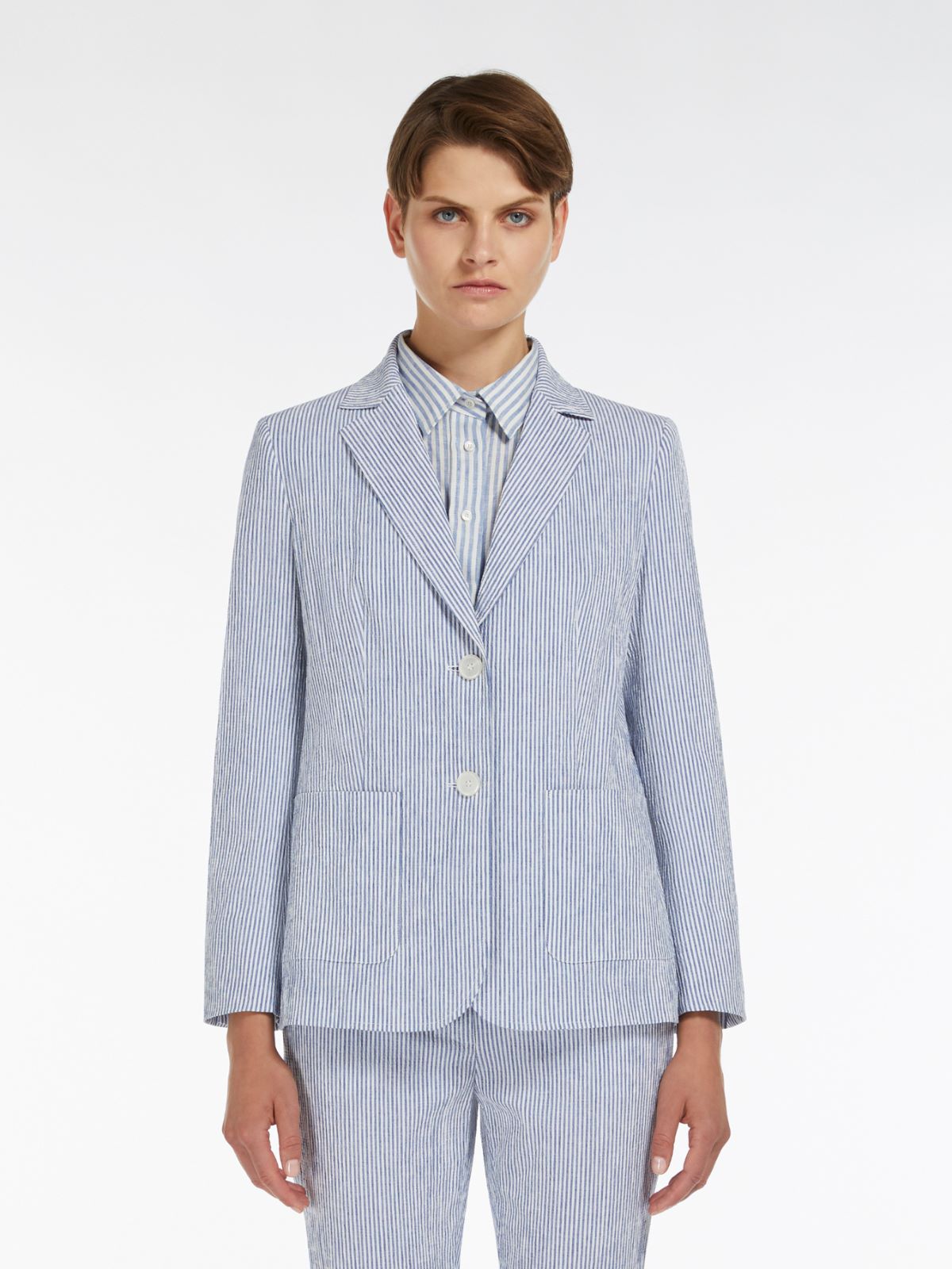 Blazer in cotone e lino