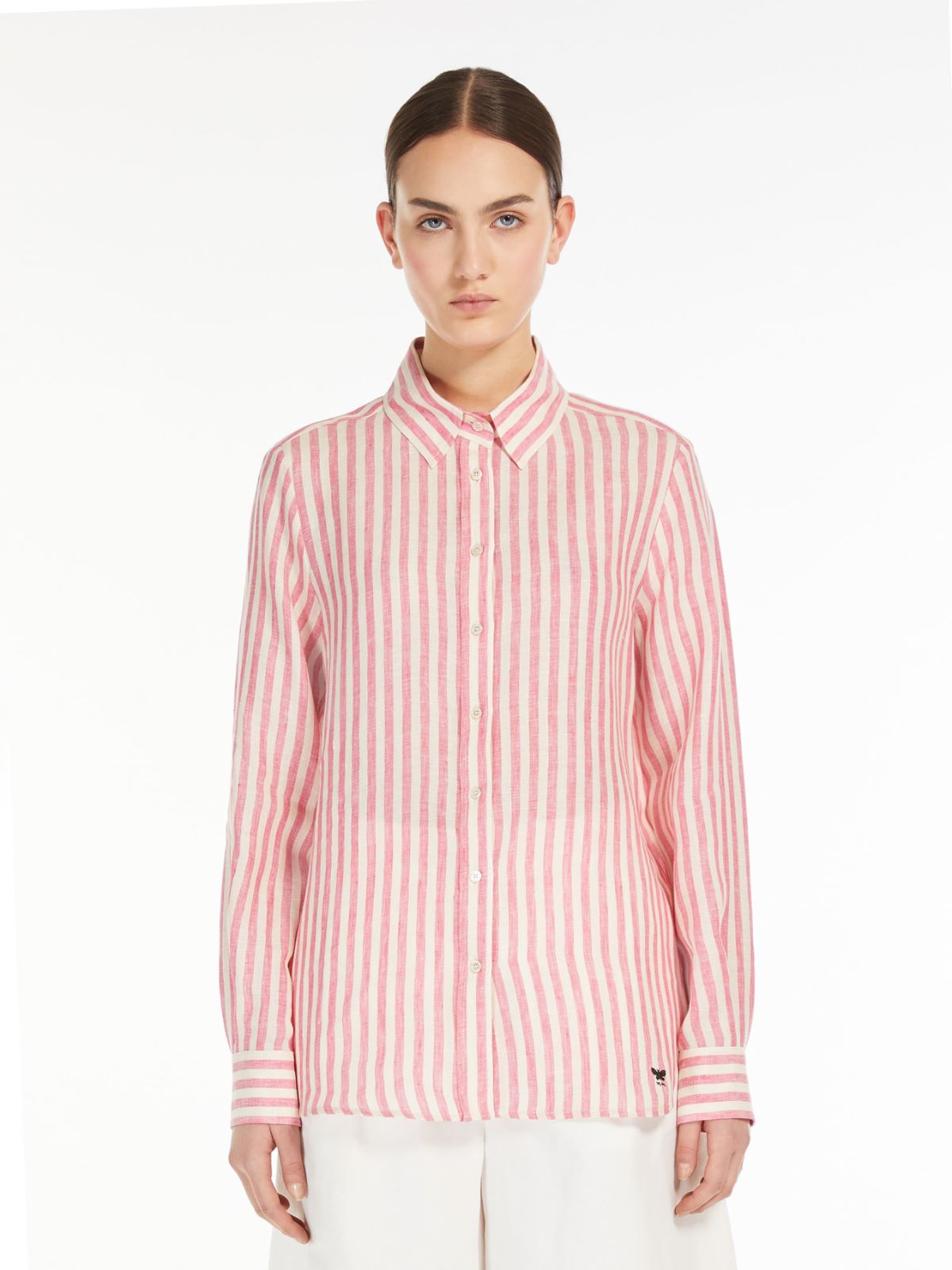 Camicia classica in lino a righe