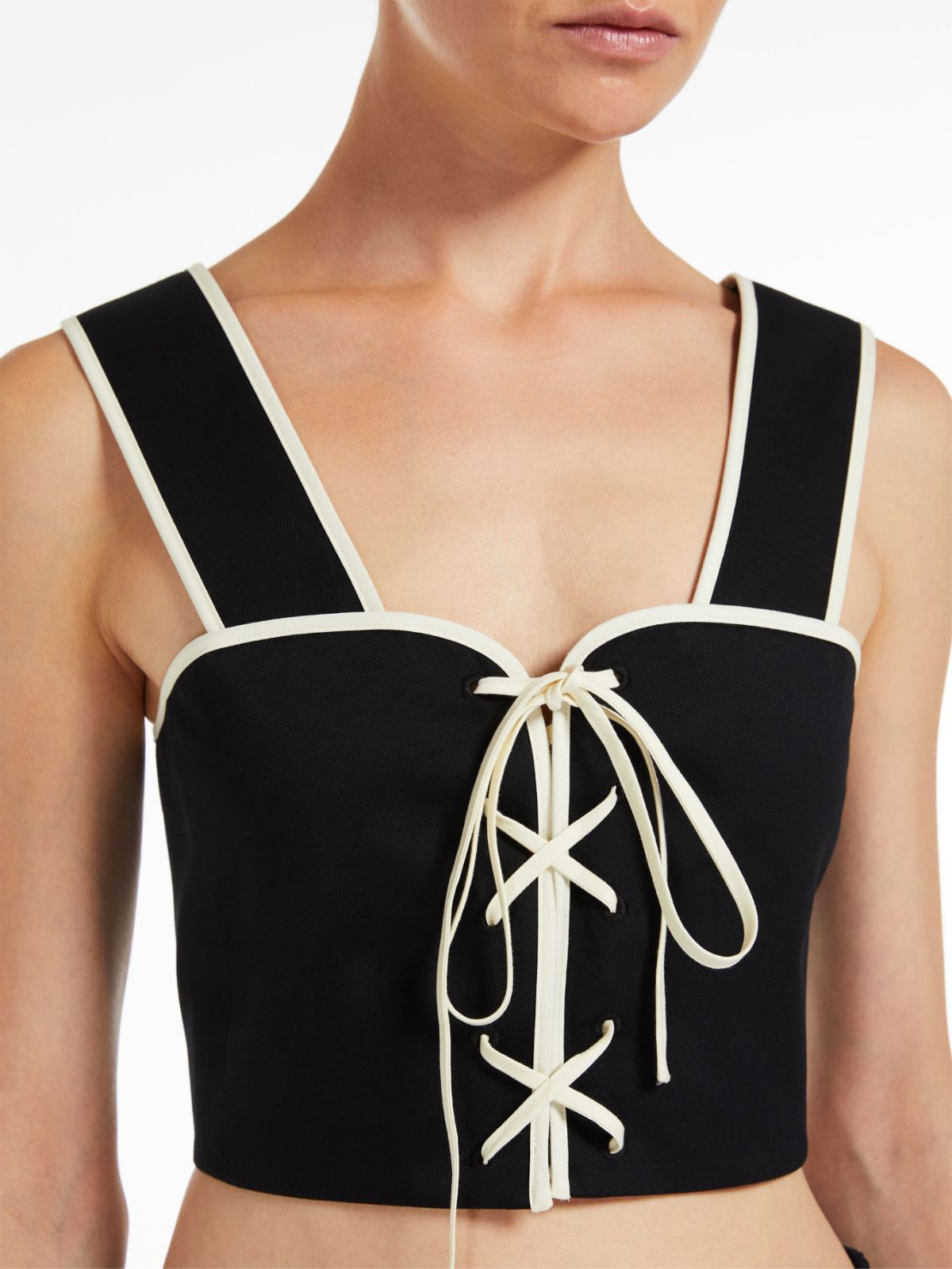 Top crop in gabardina di cotone